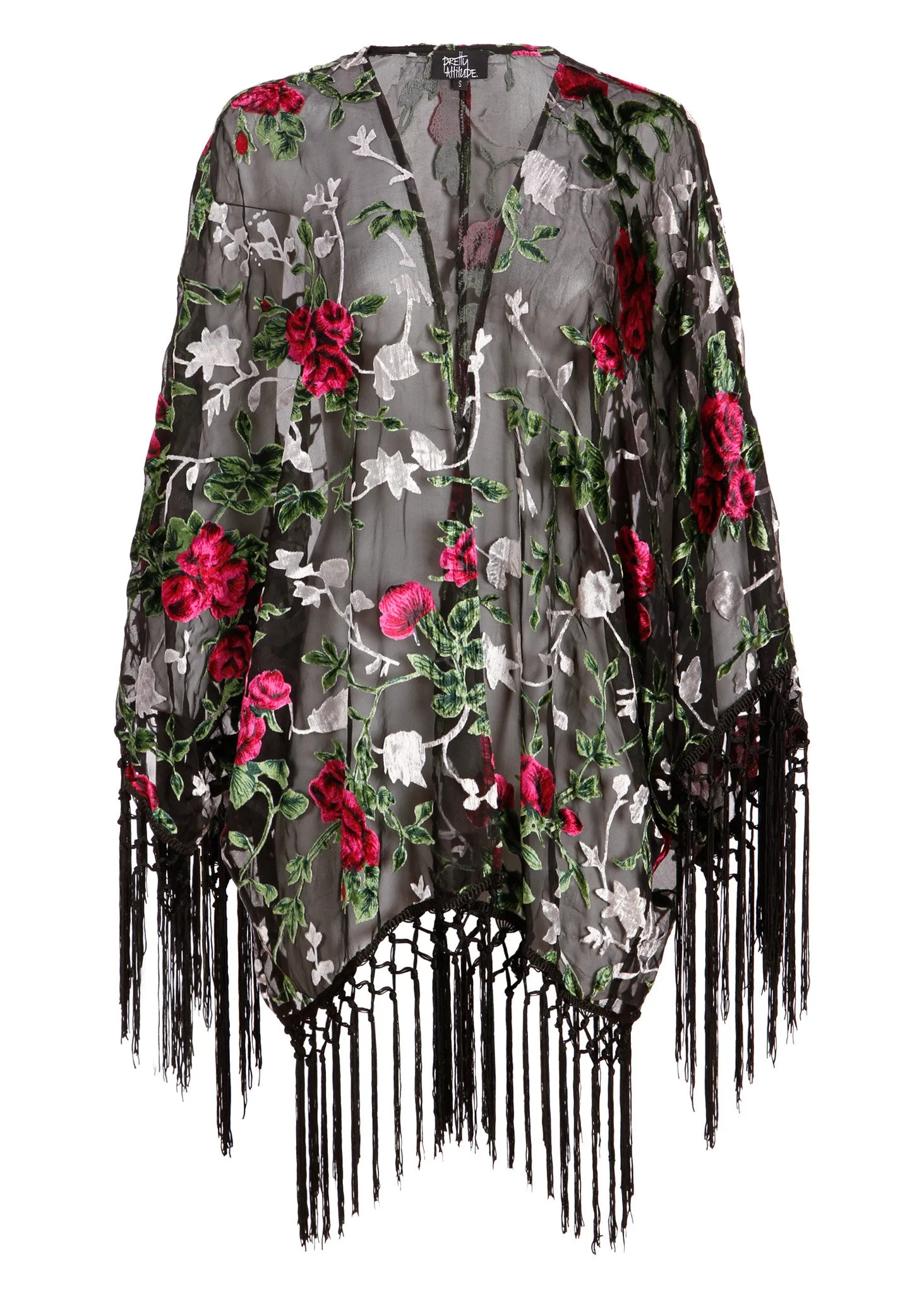 DESERT ROSE VELVET FRINGE KIMONO