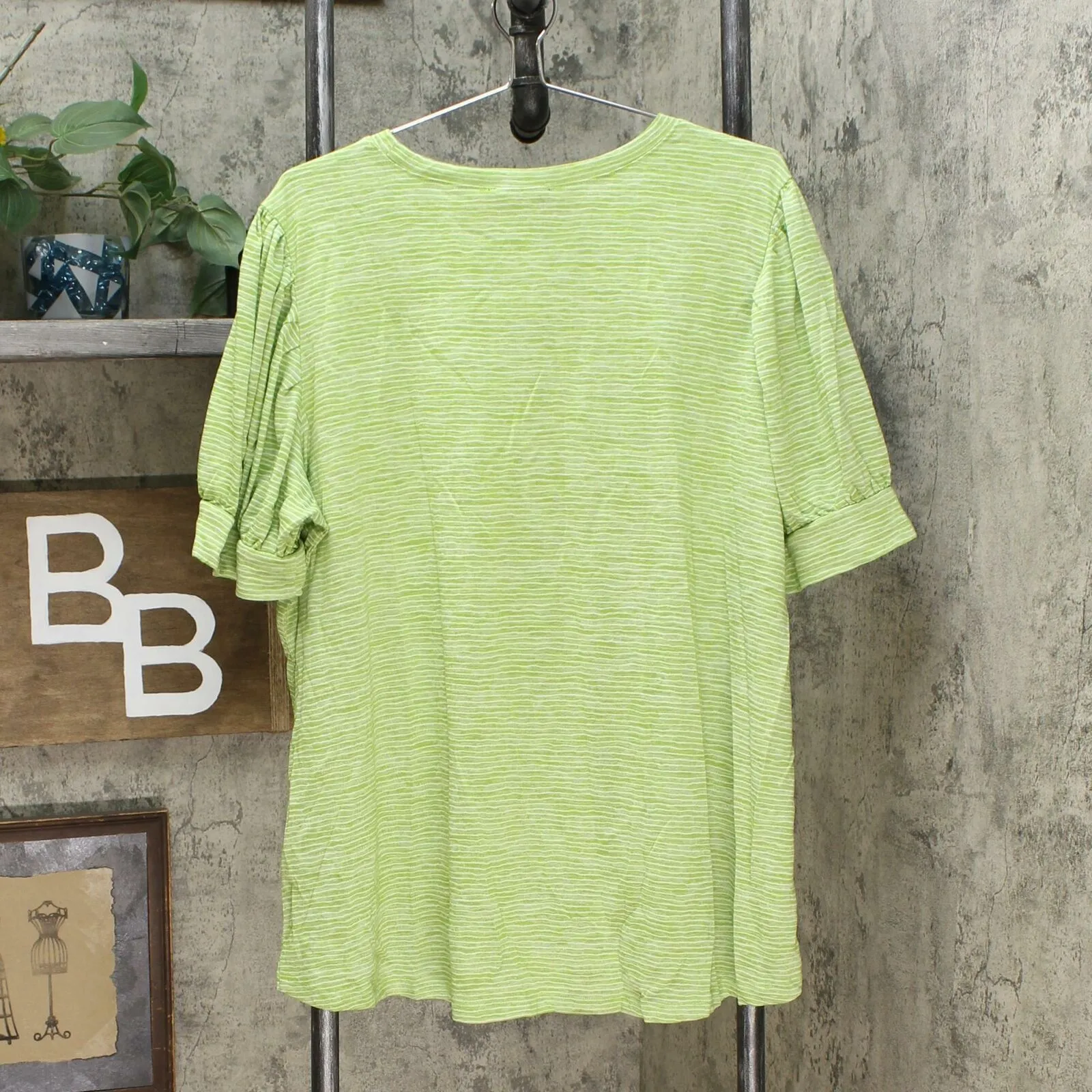 DG2 by Diane Gilman Women's Plus Size Balloon Sleeve Slub Knit T-Shirt