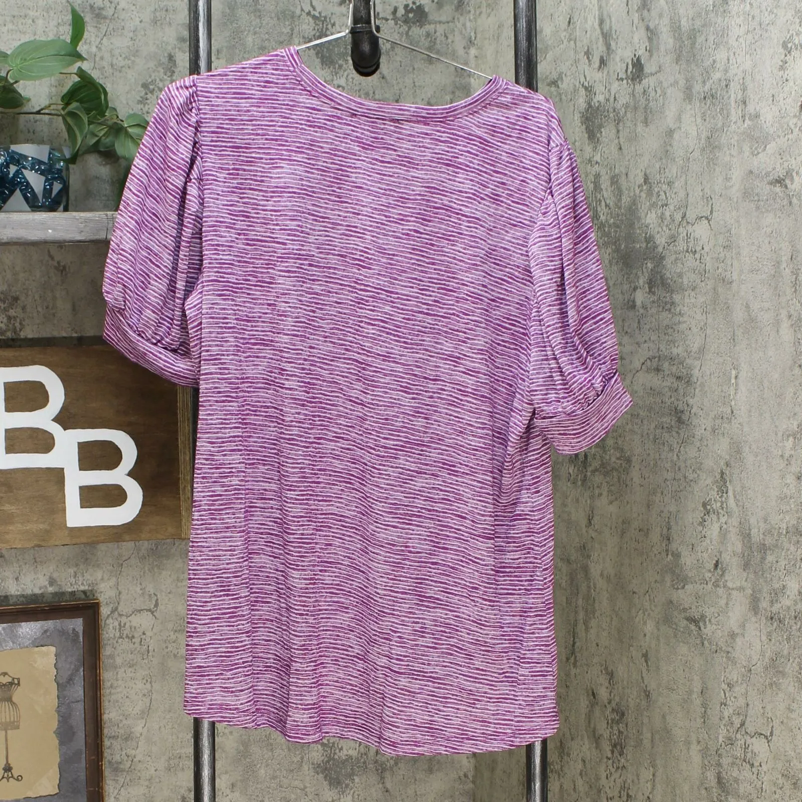 DG2 by Diane Gilman Women's Plus Size Balloon Sleeve Slub Knit T-Shirt