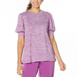 DG2 by Diane Gilman Women's Plus Size Balloon Sleeve Slub Knit T-Shirt