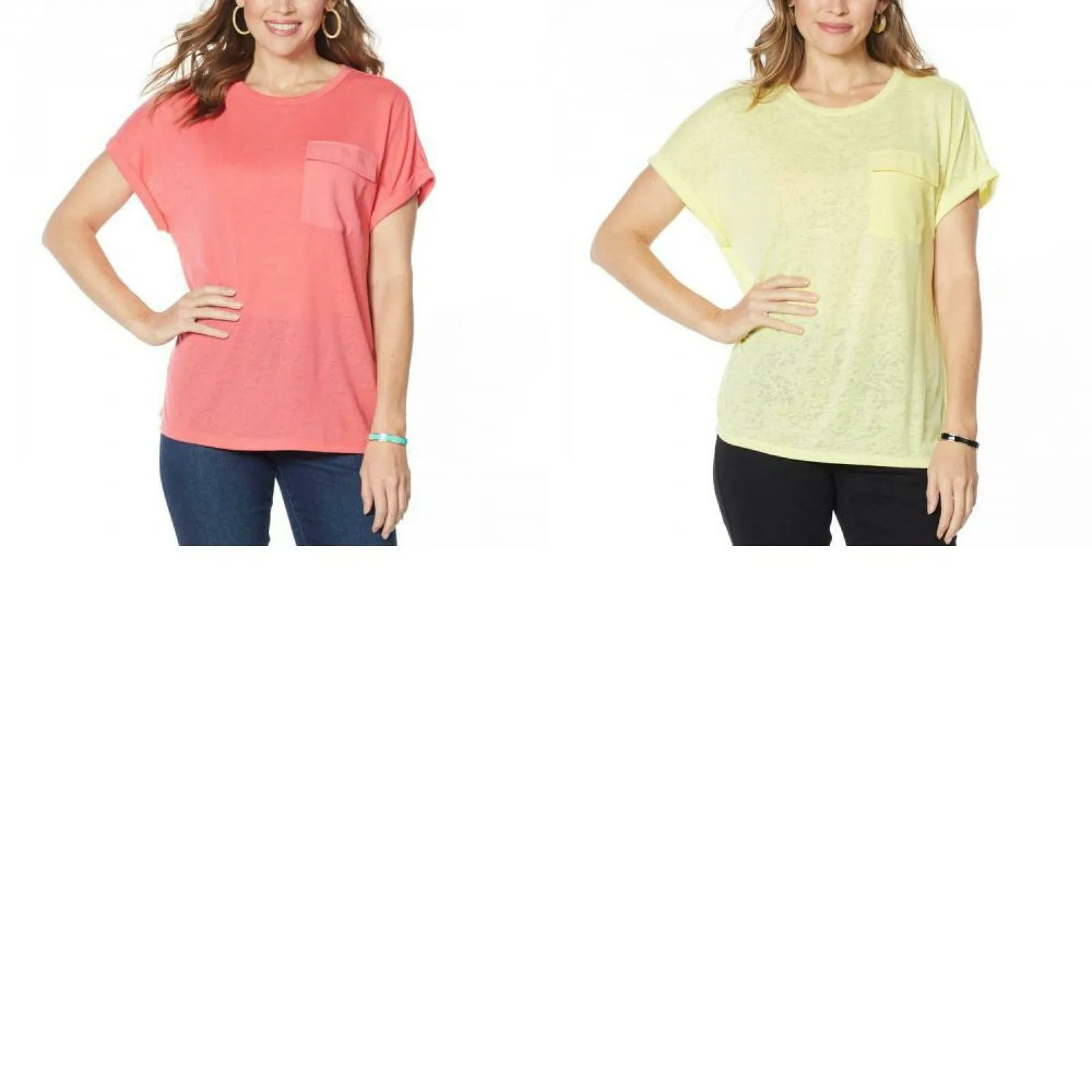 DG2 by Diane Gilman Women's Plus Size Slub Burnout Pocket T-Shirt