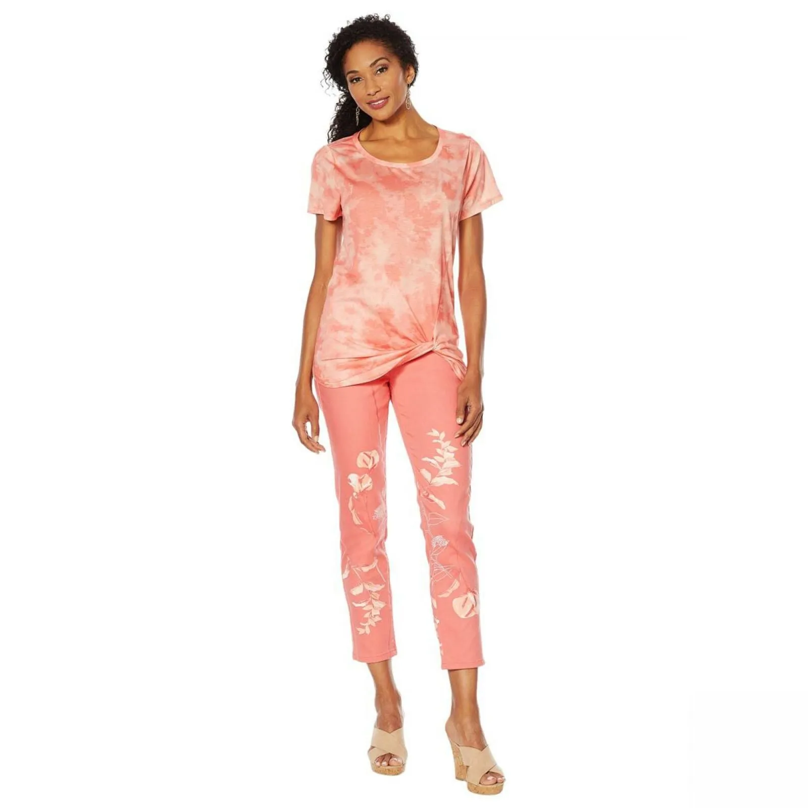 DG2 by Diane Gilman Women's Tie Dye Knotted T-Shirt