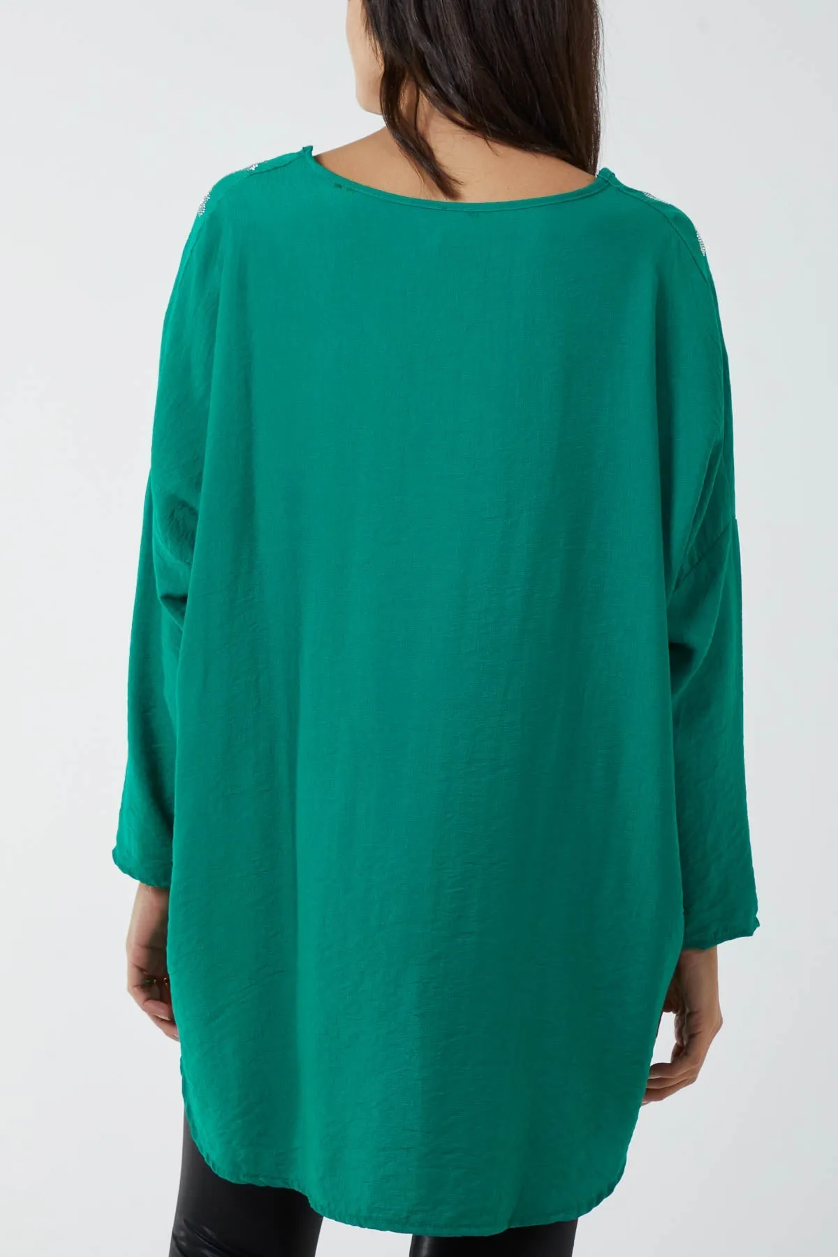 Diamante Leopard Shoulder Detail Blouse