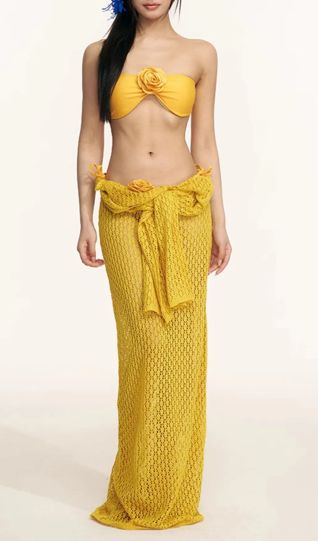 Dillan Yellow Flower Three-Piece Swimsuit