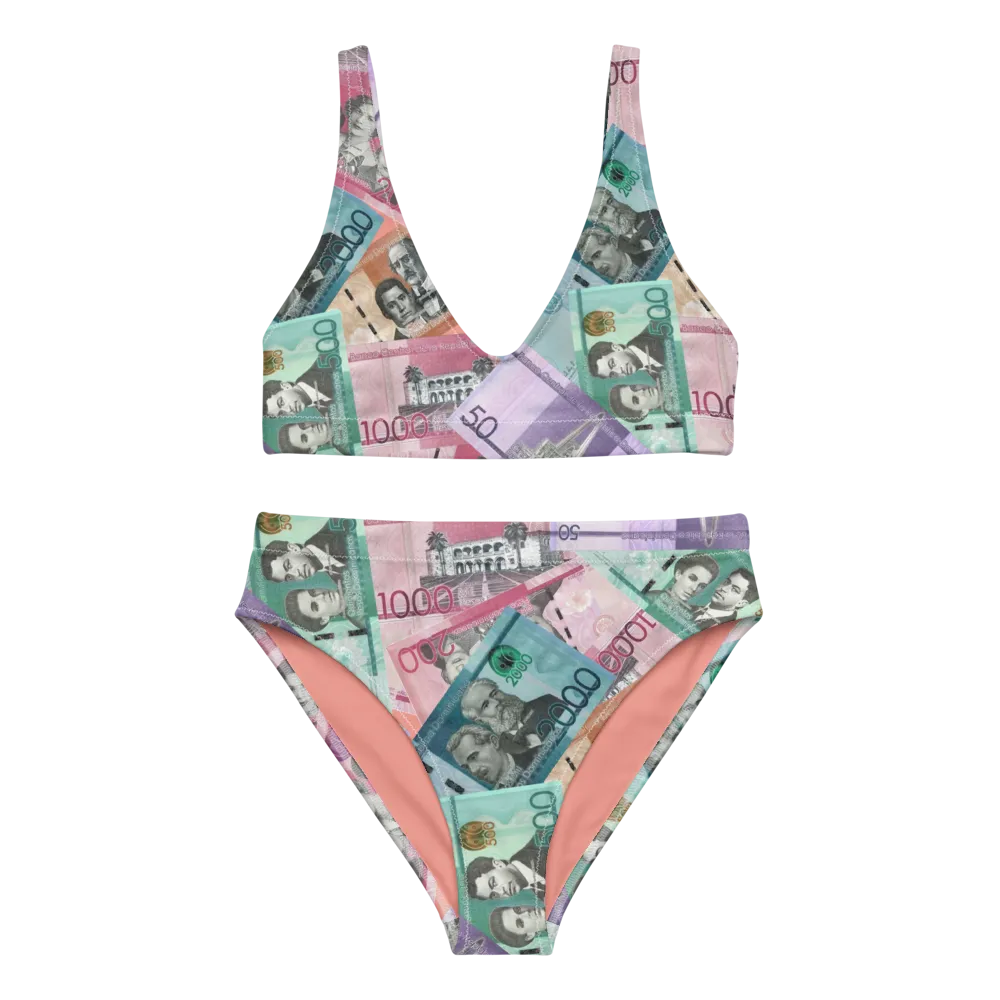 Dominican Pesos High-Waisted Two Piece Bikini Set Swimsuit
