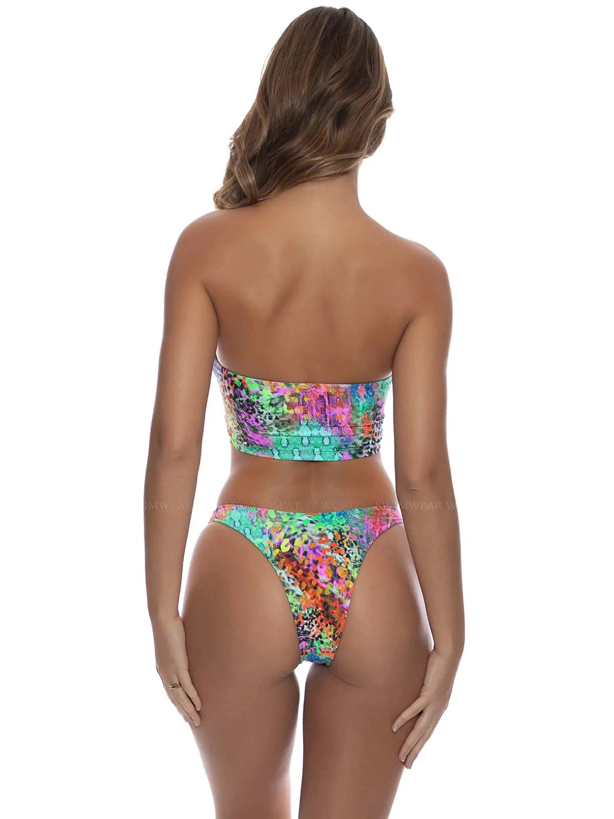 Double Knotted Cut Out Bandeau-High Leg Bikini