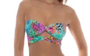 Double Knotted Cut Out Bandeau-High Leg Bikini
