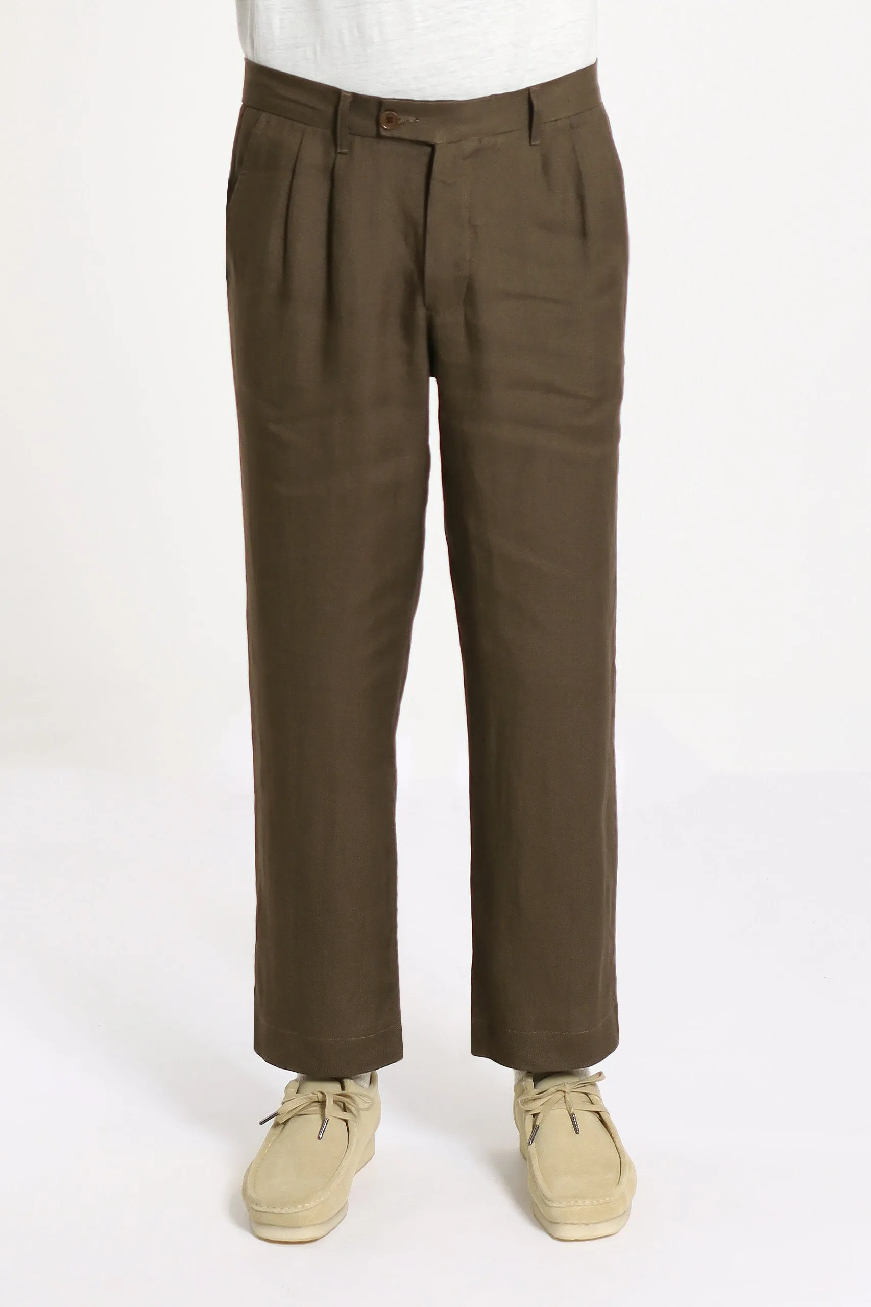 Double Pleated Trouser Desert Palm Brown