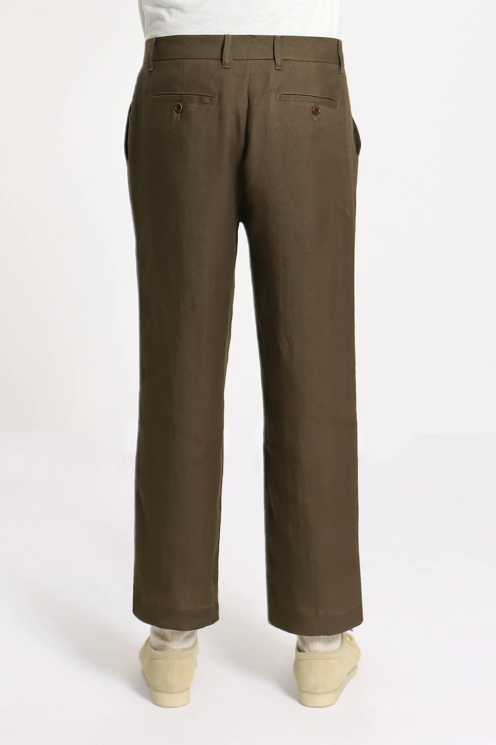 Double Pleated Trouser Desert Palm Brown