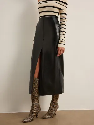 Double Sided Split Faux Leather Skirt