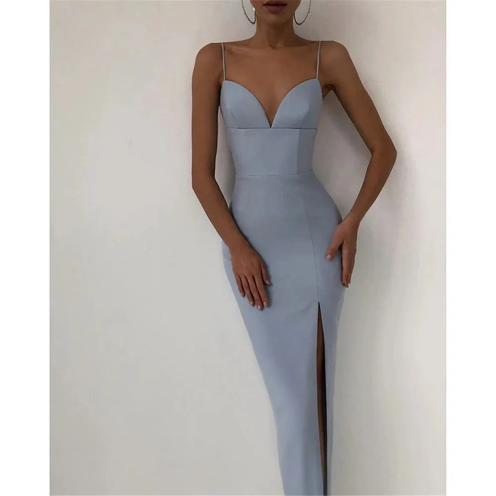 DressBetty - 2024 Elegant High Slit Bodycon Spaghetti Straps Corset Midi Dress