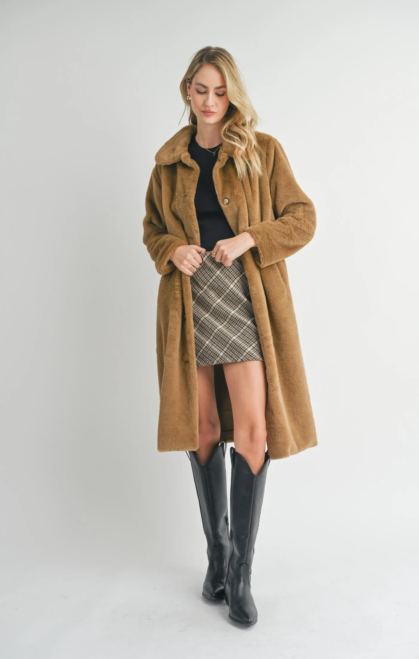 Edan Fuax Fur Long Coat