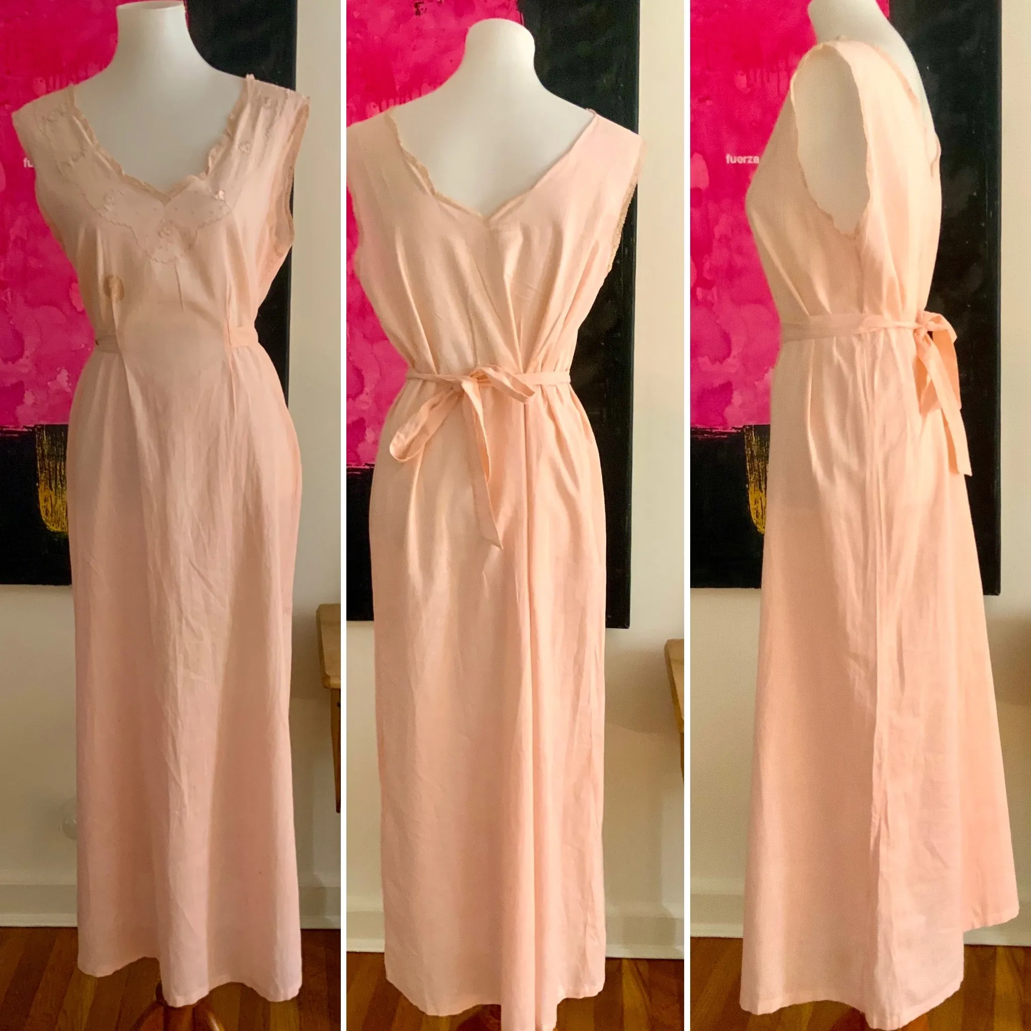 Edwardian Cotton Pink Nightgown - 1910