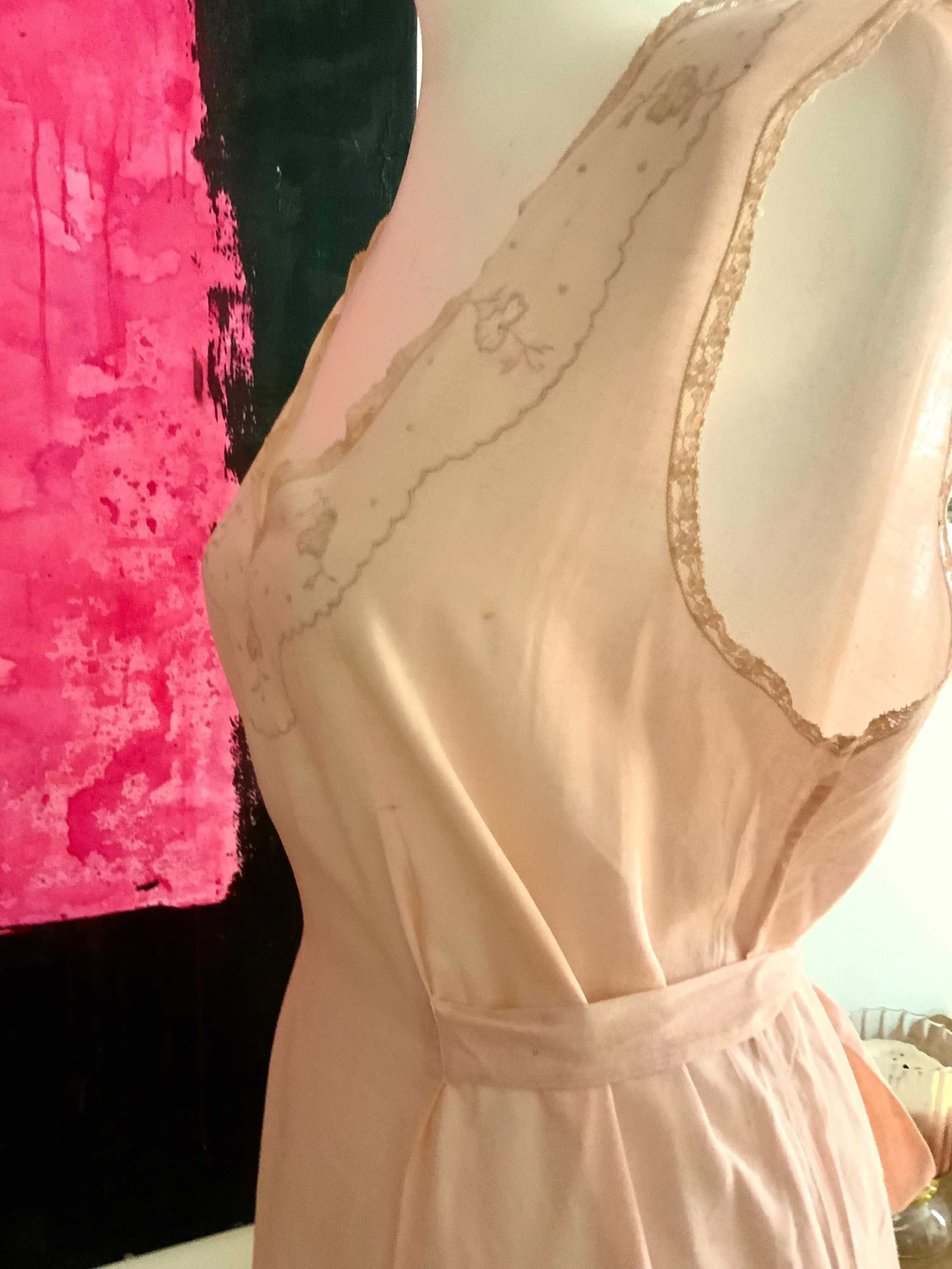 Edwardian Cotton Pink Nightgown - 1910