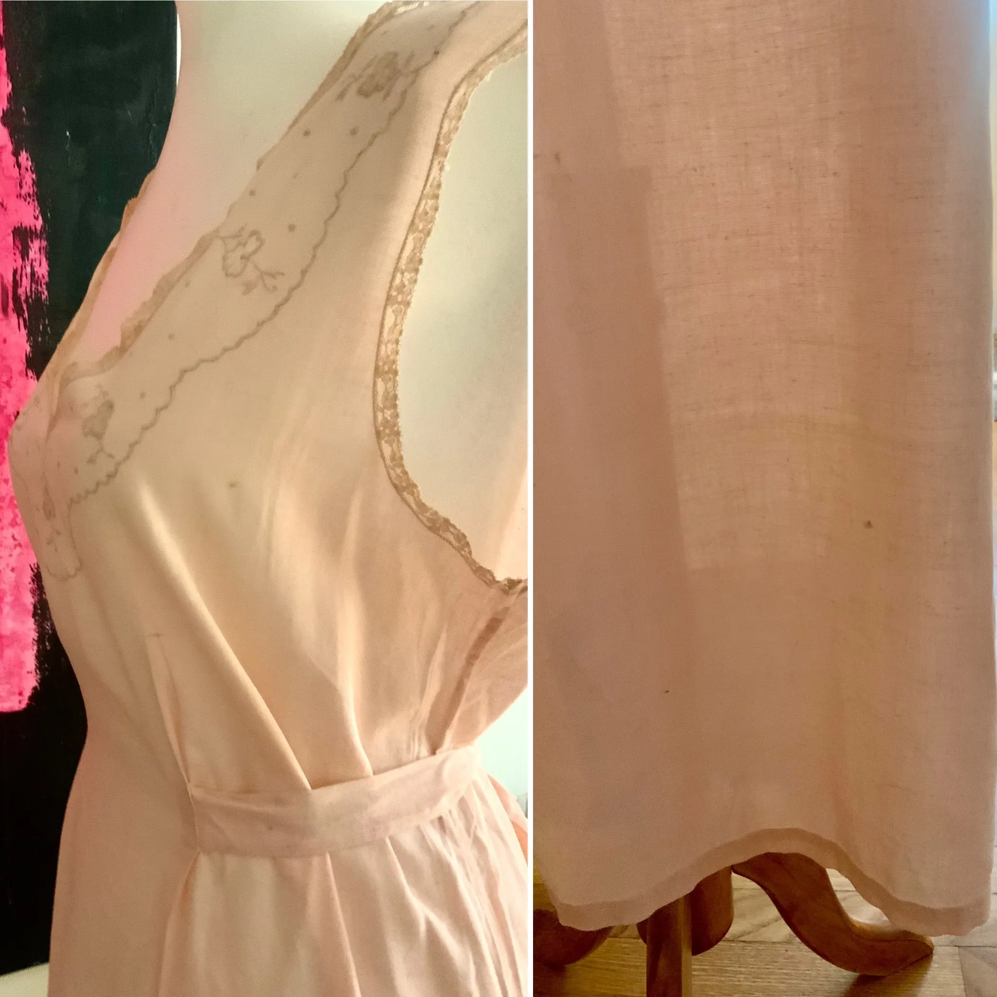 Edwardian Cotton Pink Nightgown - 1910
