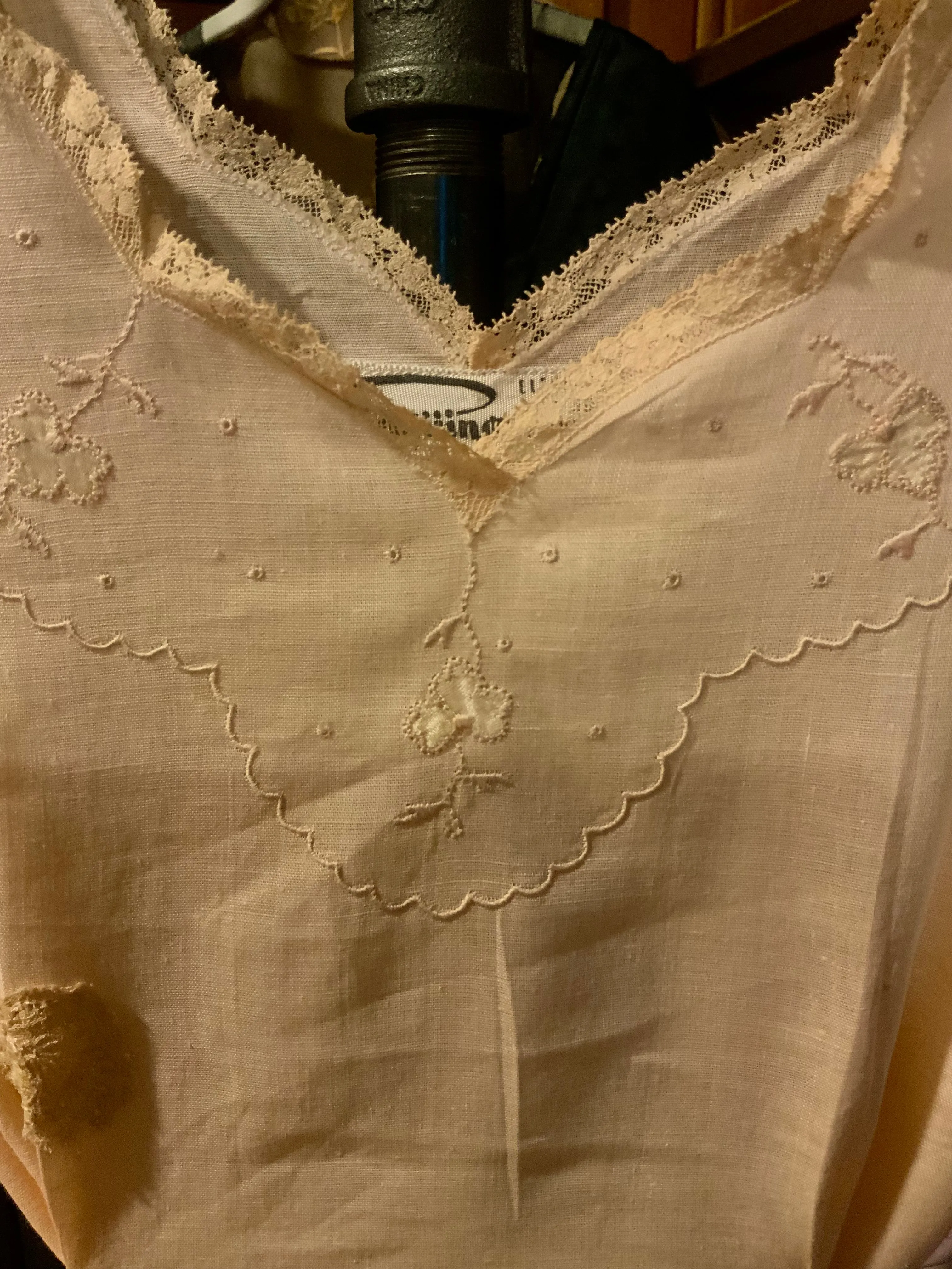Edwardian Cotton Pink Nightgown - 1910