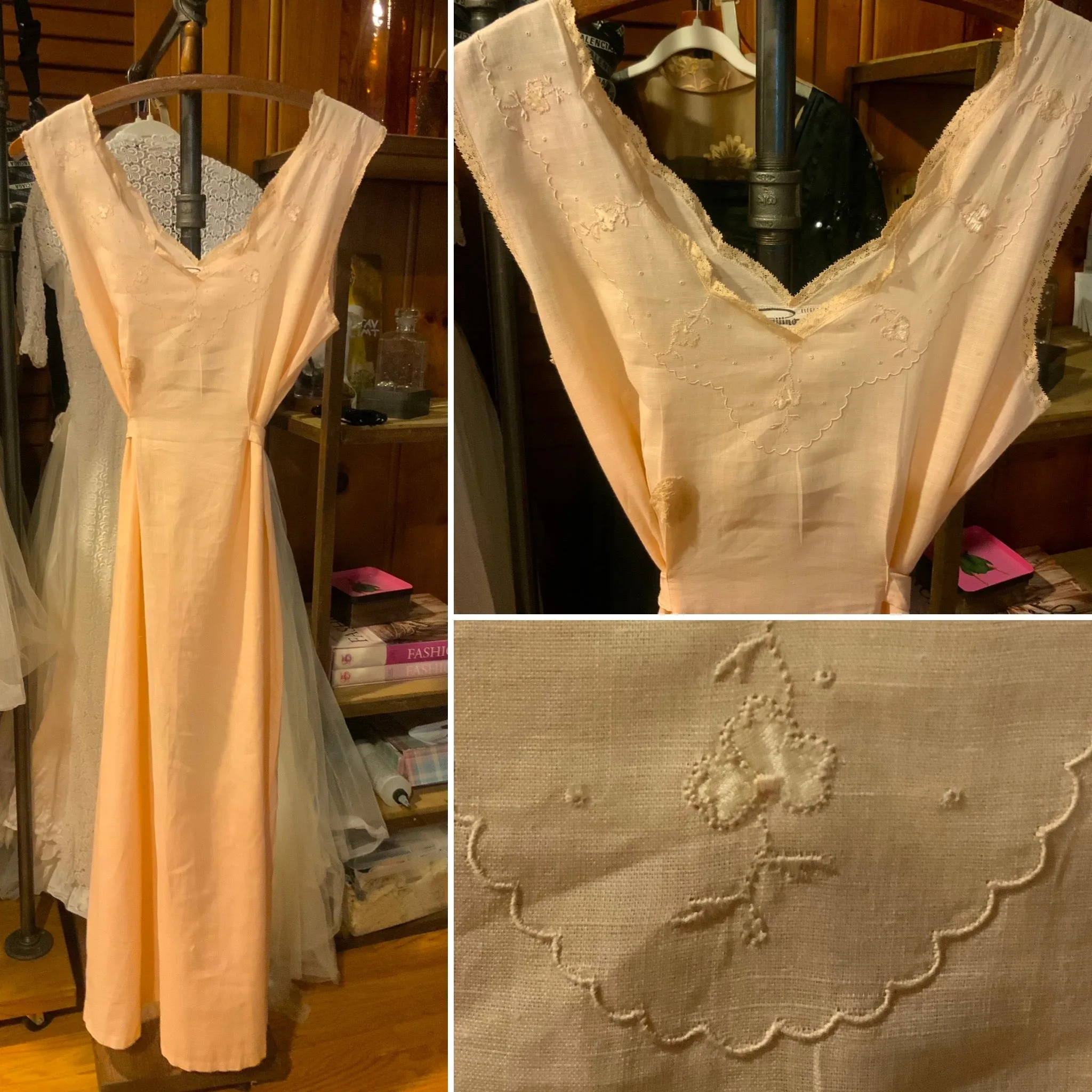Edwardian Cotton Pink Nightgown - 1910
