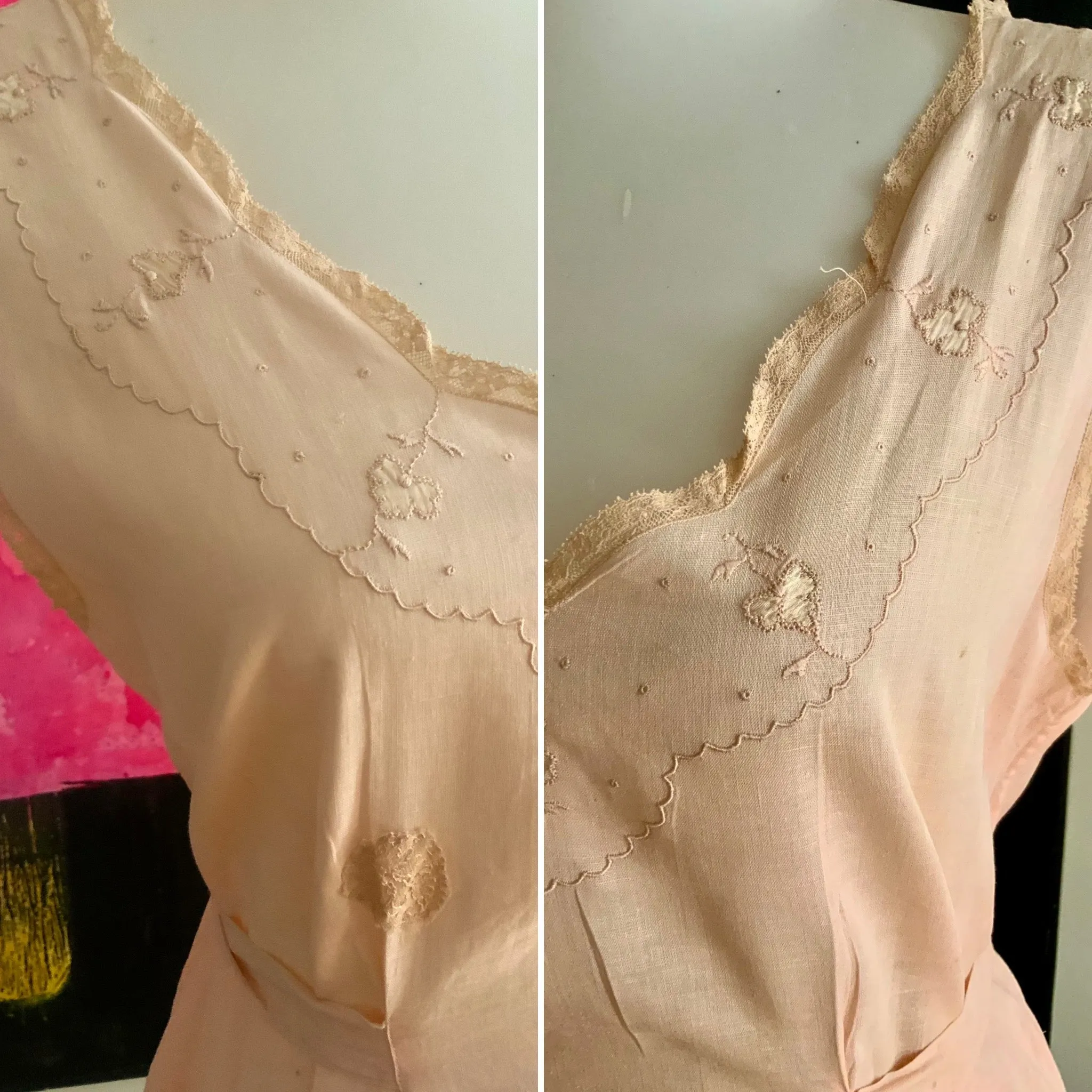 Edwardian Cotton Pink Nightgown - 1910