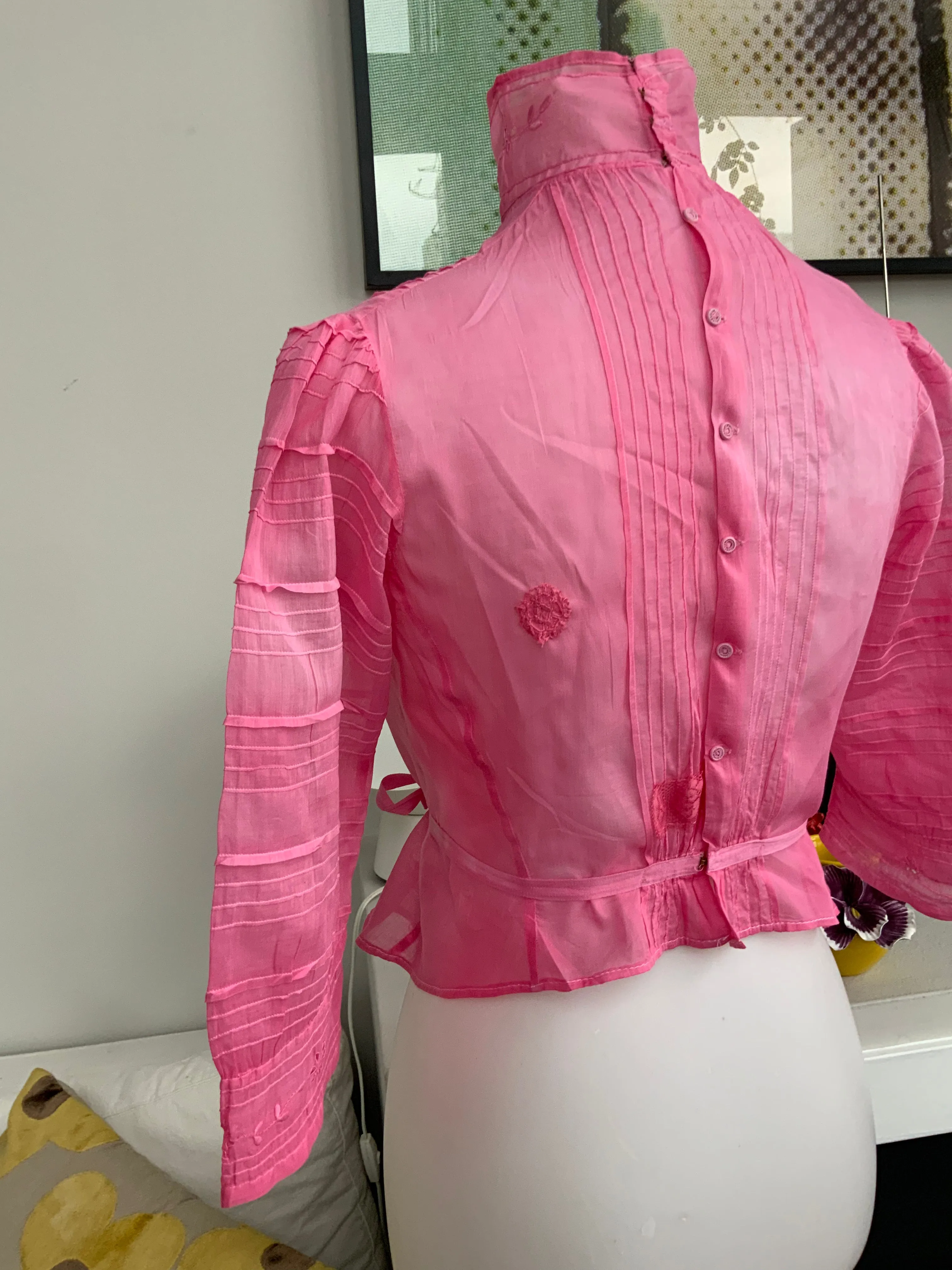 Edwardian Embroidered Blouse Hand Dyed - 1900