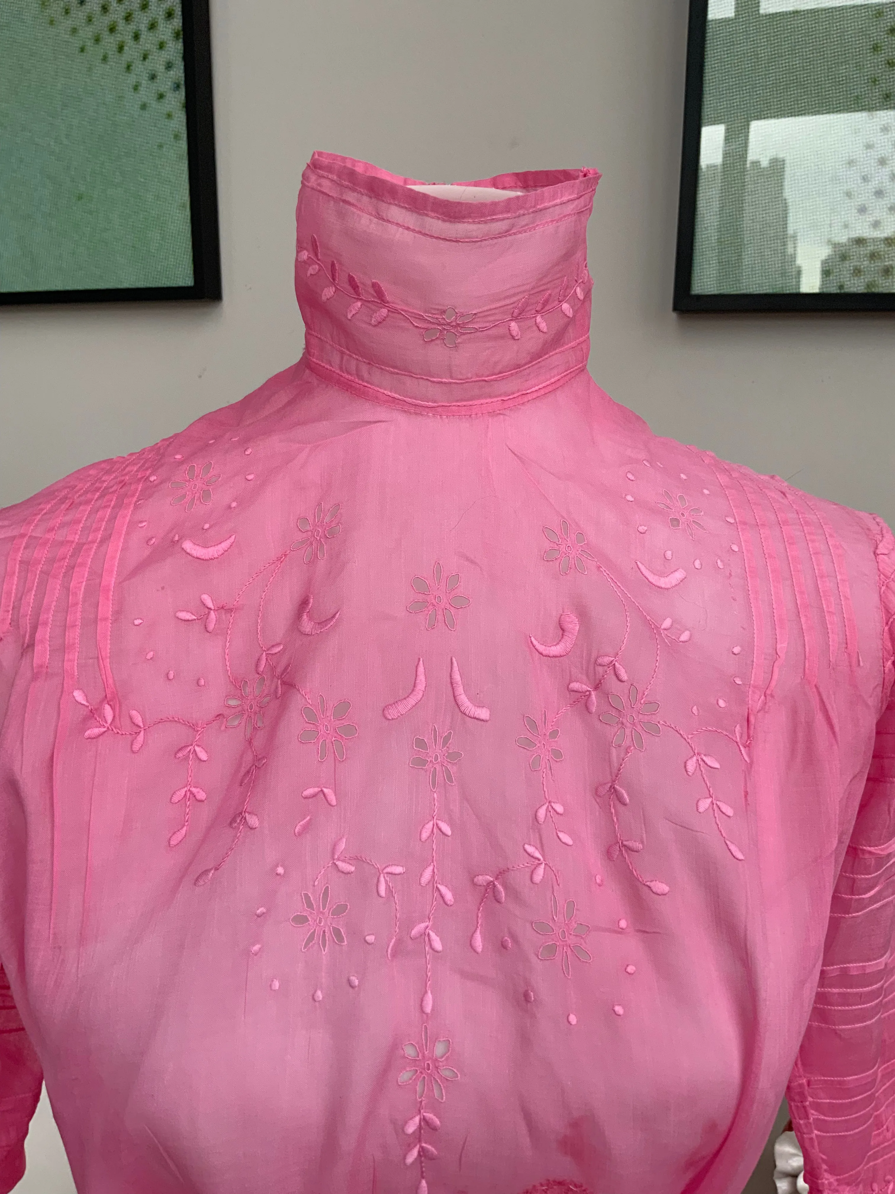 Edwardian Embroidered Blouse Hand Dyed - 1900