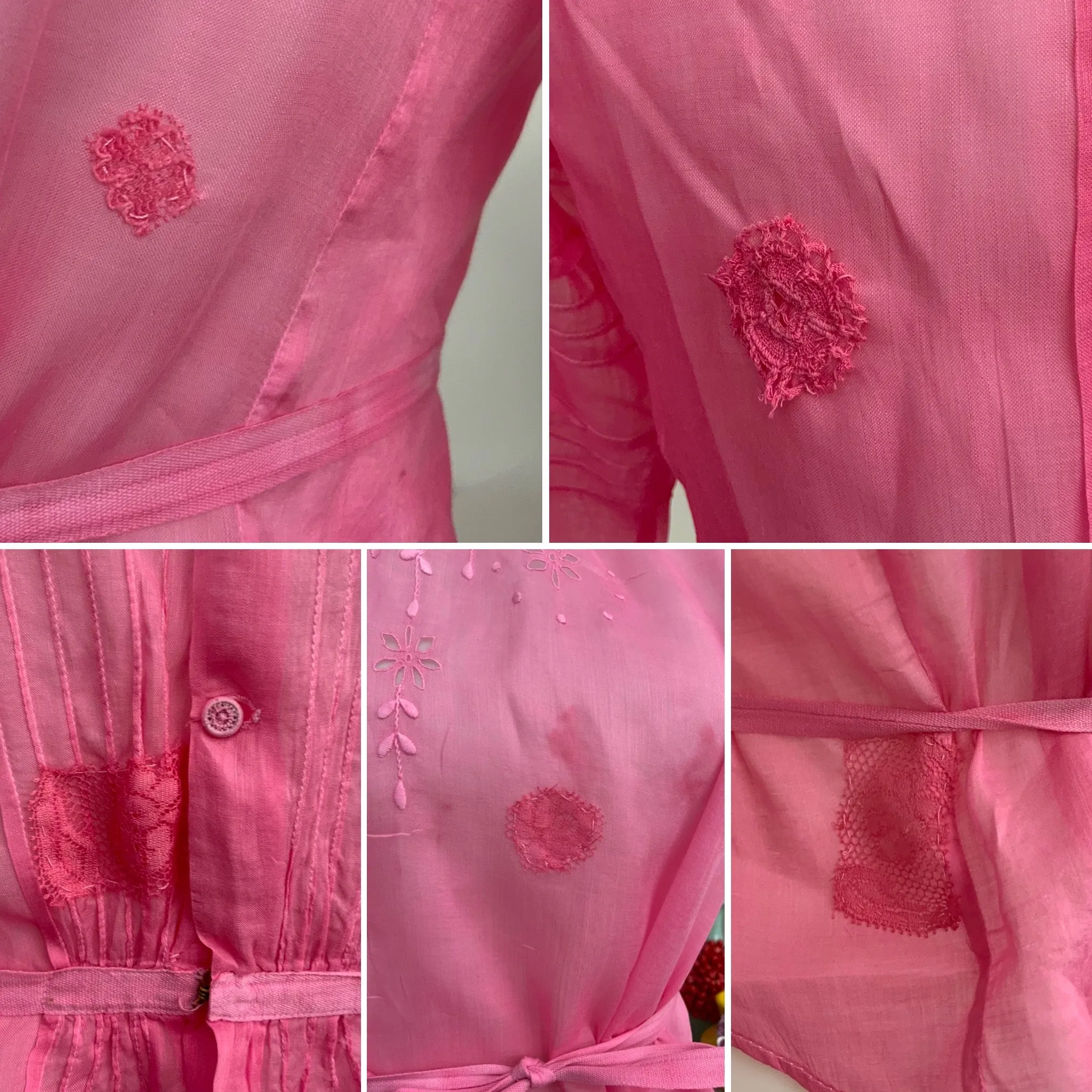 Edwardian Embroidered Blouse Hand Dyed - 1900