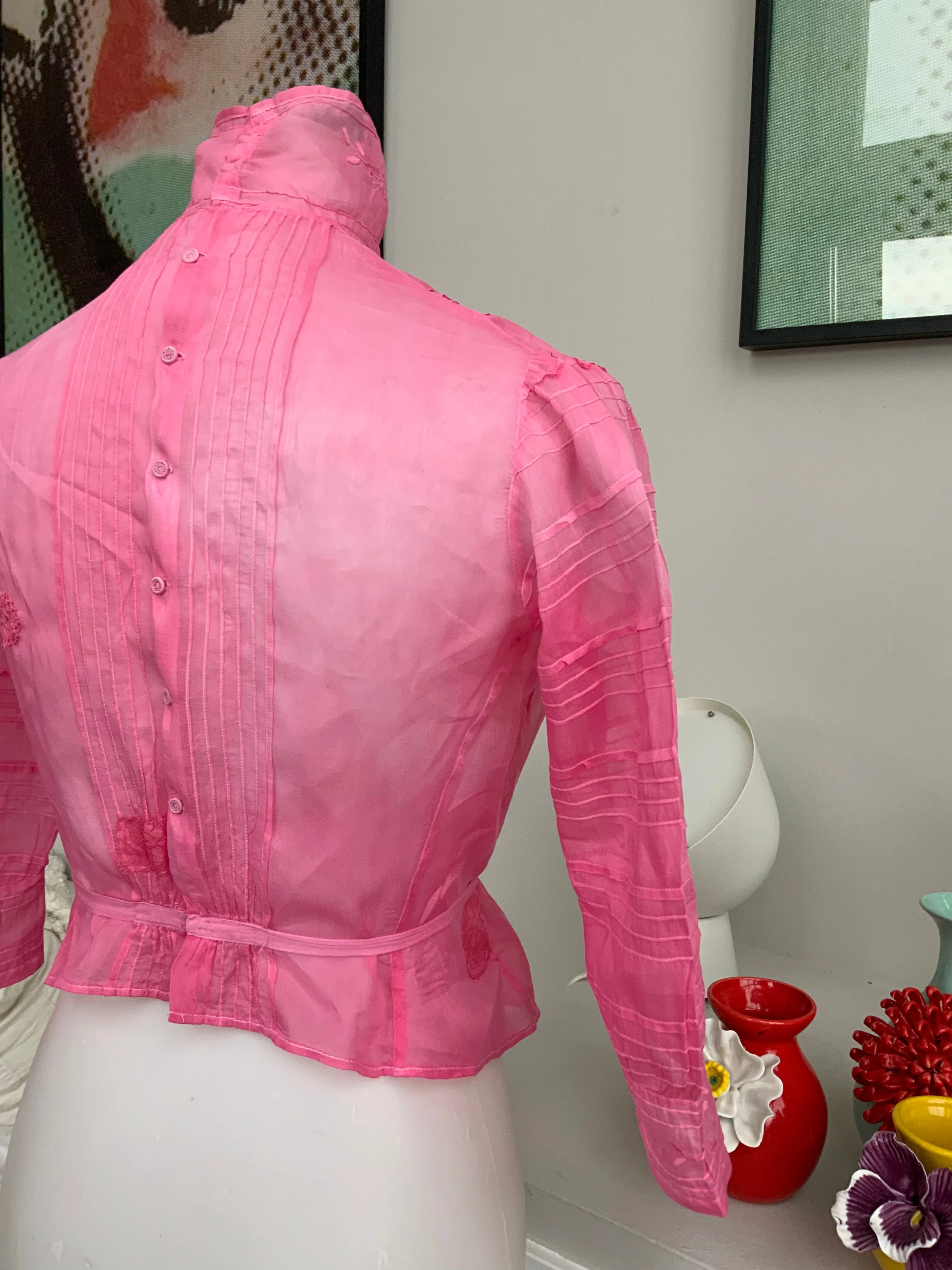 Edwardian Embroidered Blouse Hand Dyed - 1900