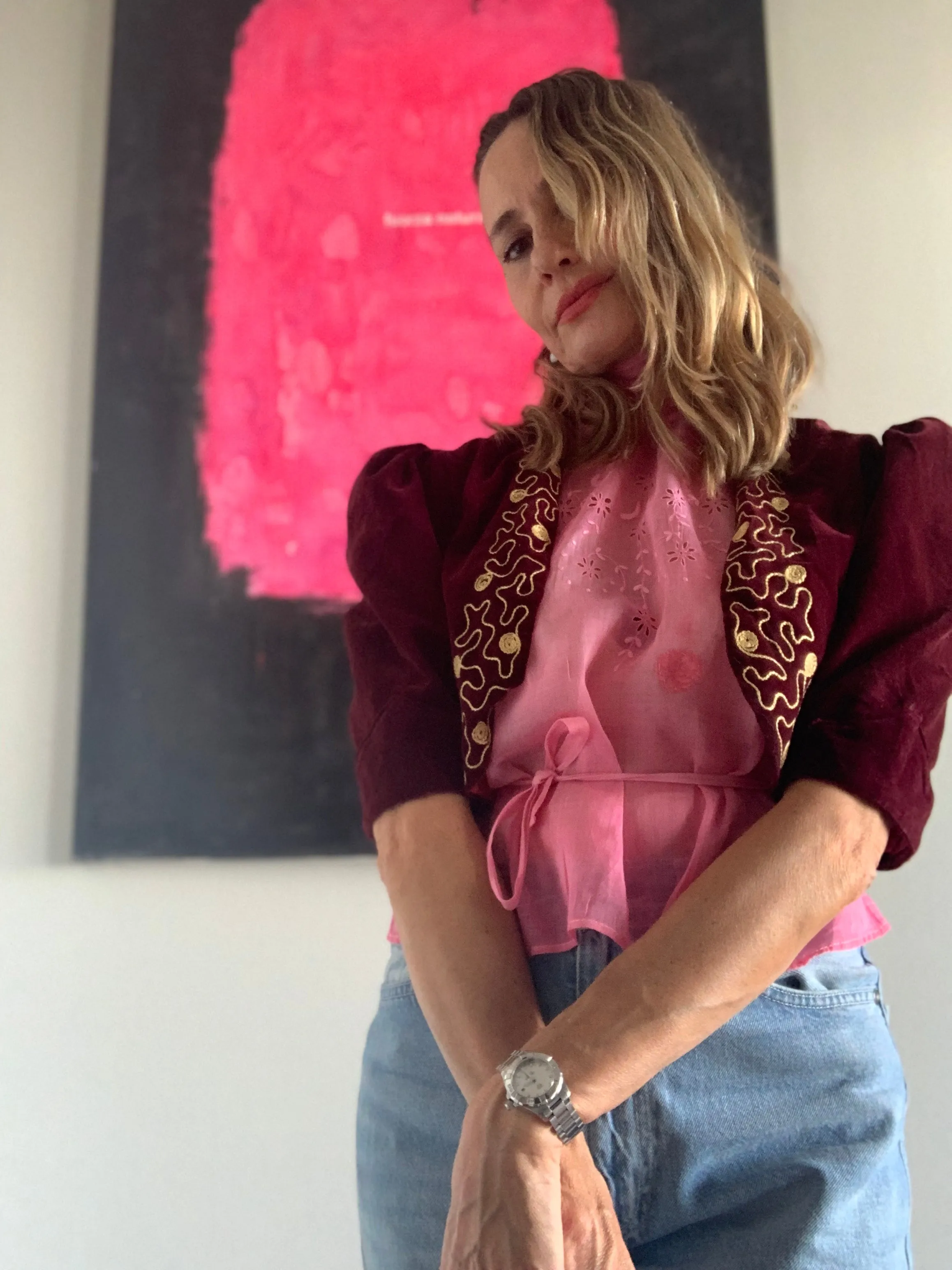 Edwardian Embroidered Blouse Hand Dyed - 1900