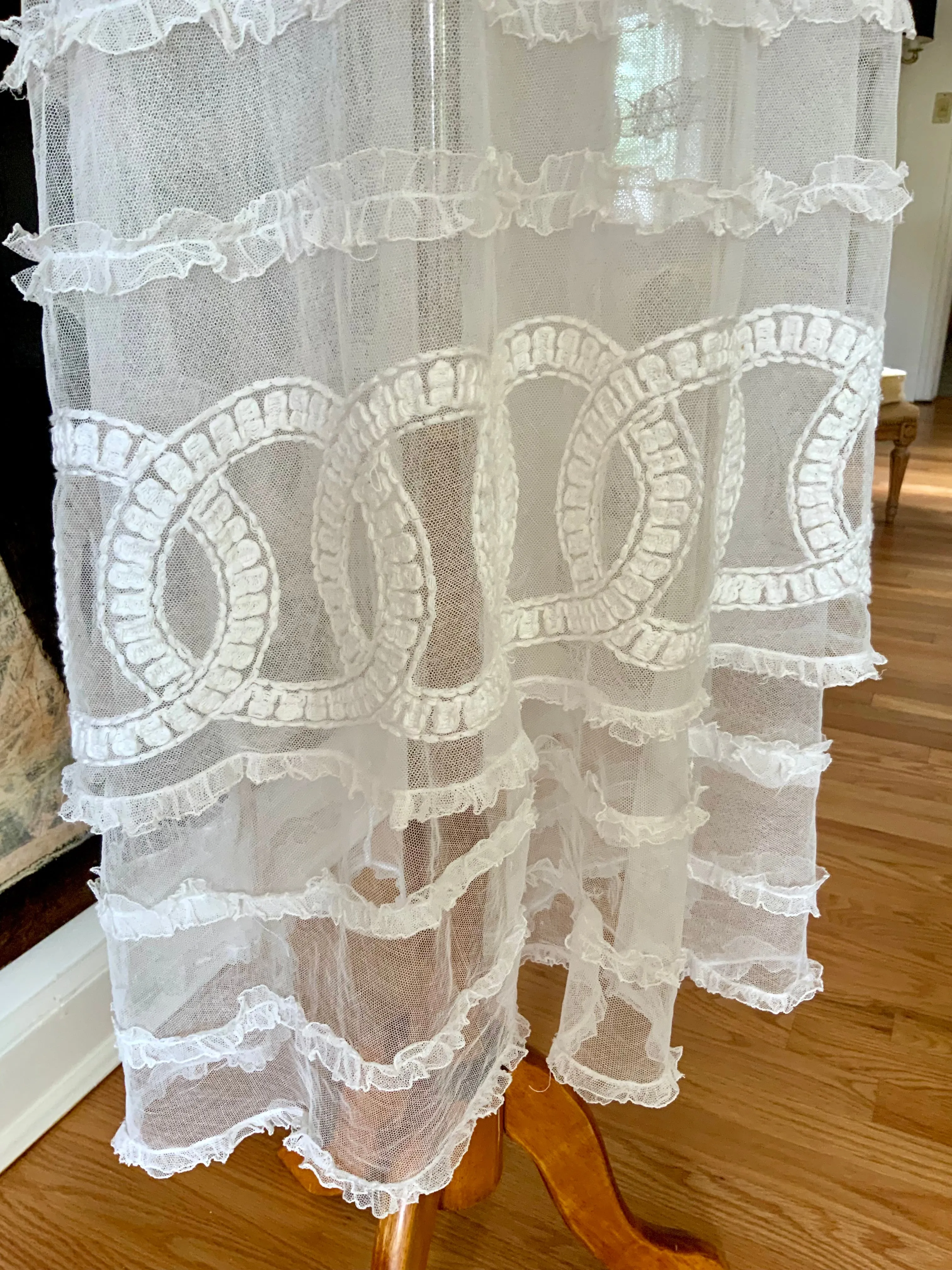 Edwardian Embroidered Tulle Tea Dress - 1910 - Bridal