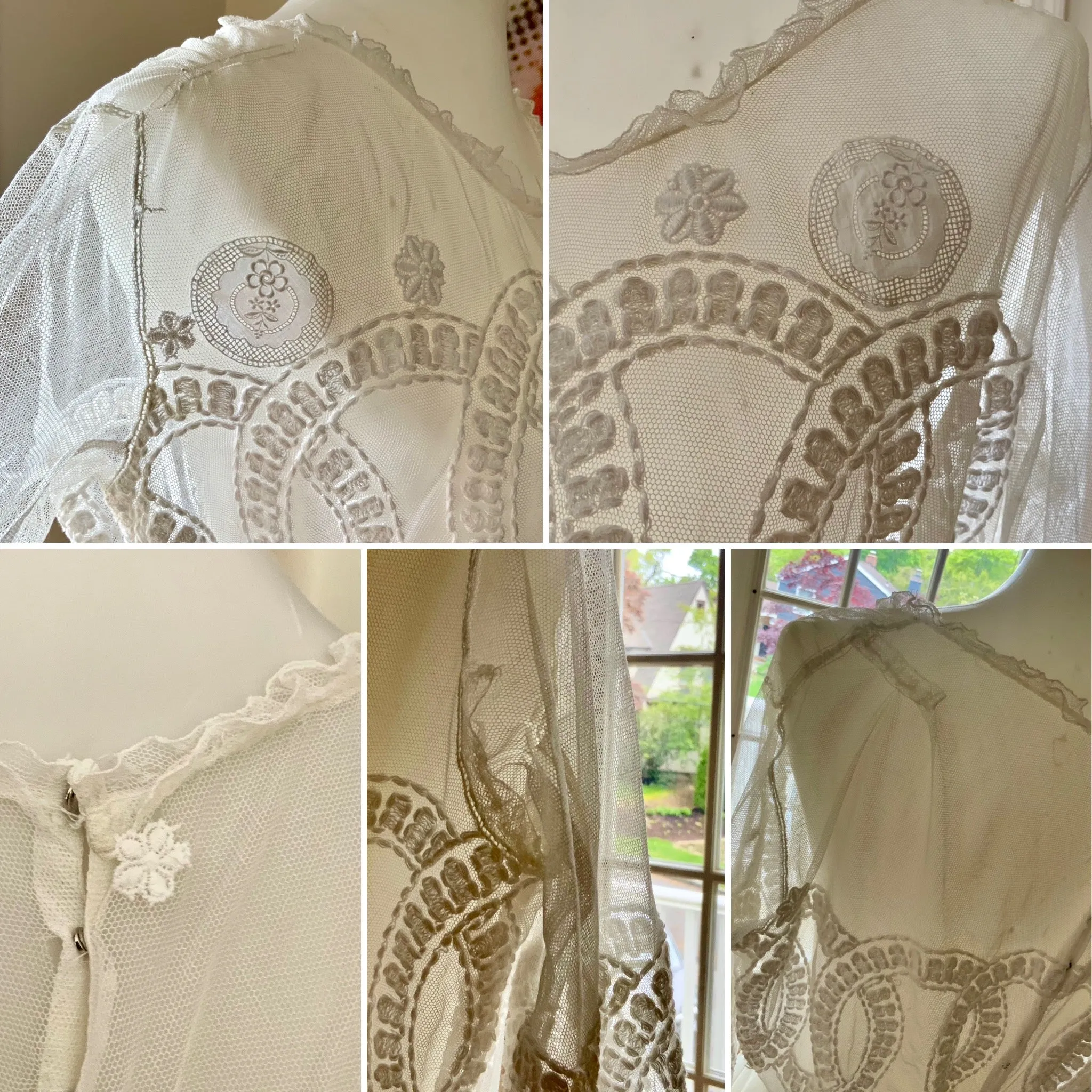 Edwardian Embroidered Tulle Tea Dress - 1910 - Bridal