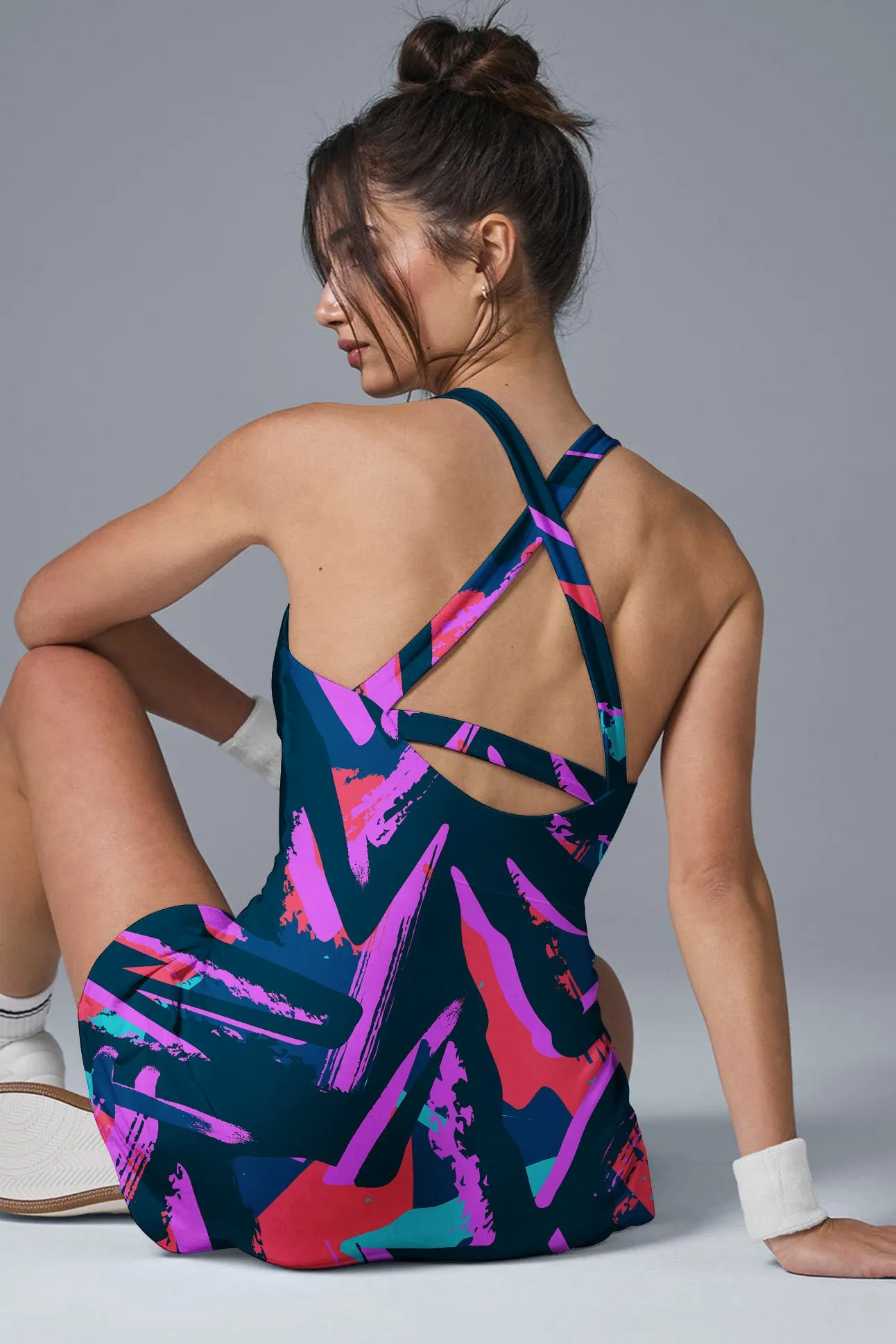 Electric Motion Performance Dress – Women’s Athletic Halter Dress for Tennis, Pickleball & Active Lifestyle