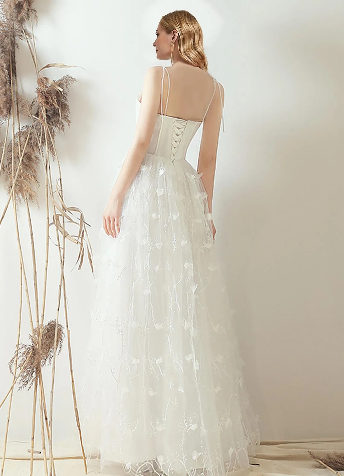 Elegant A-line Corset Bodice Dress Illusion Bride Wedding Dress