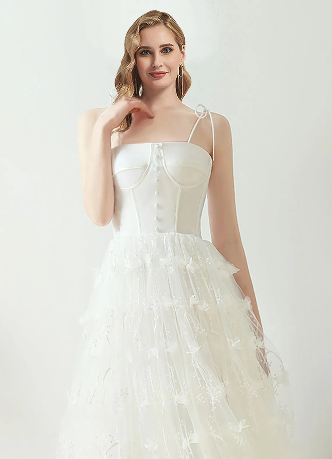 Elegant A-line Corset Bodice Dress Illusion Bride Wedding Dress