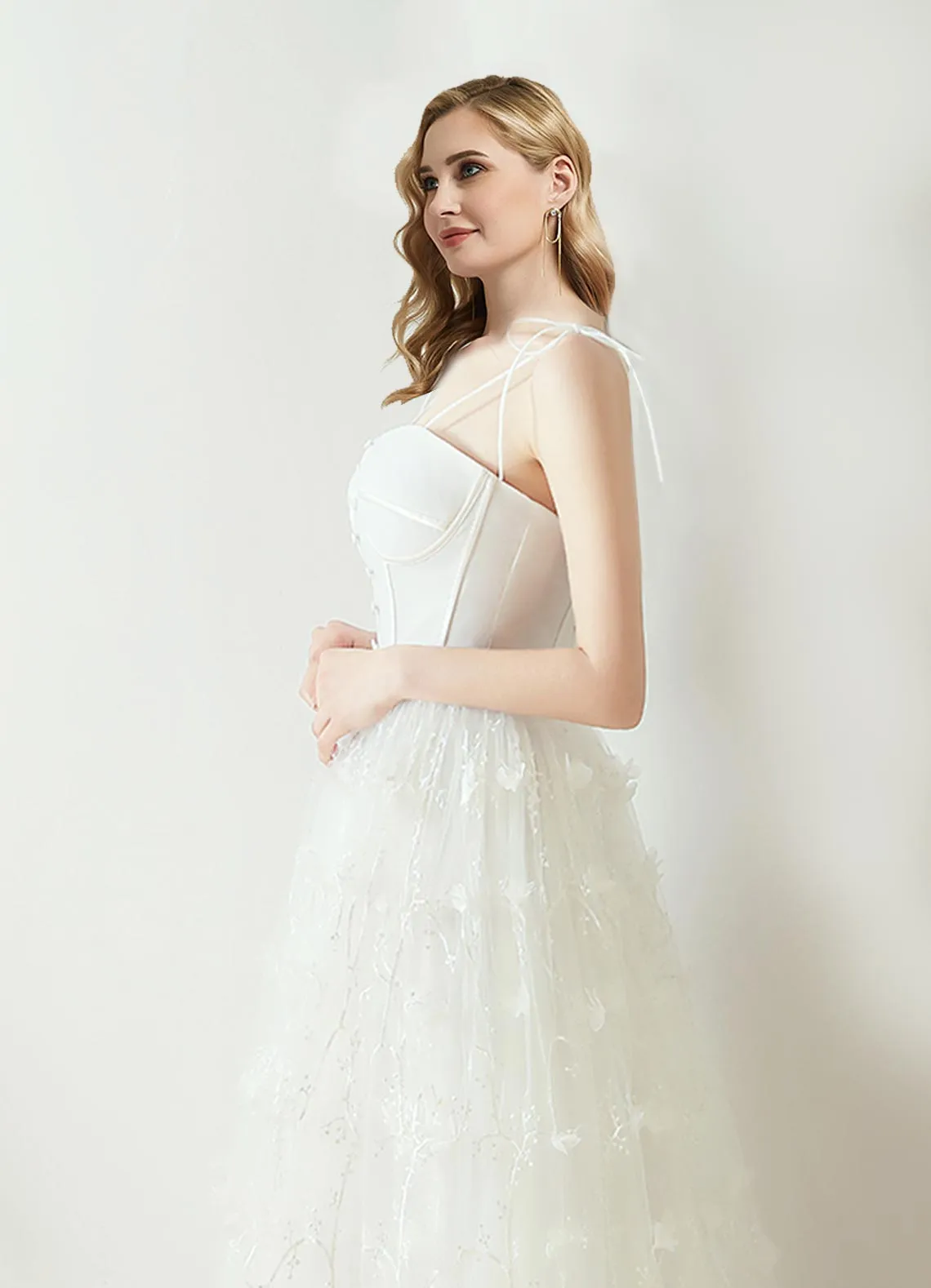 Elegant A-line Corset Bodice Dress Illusion Bride Wedding Dress