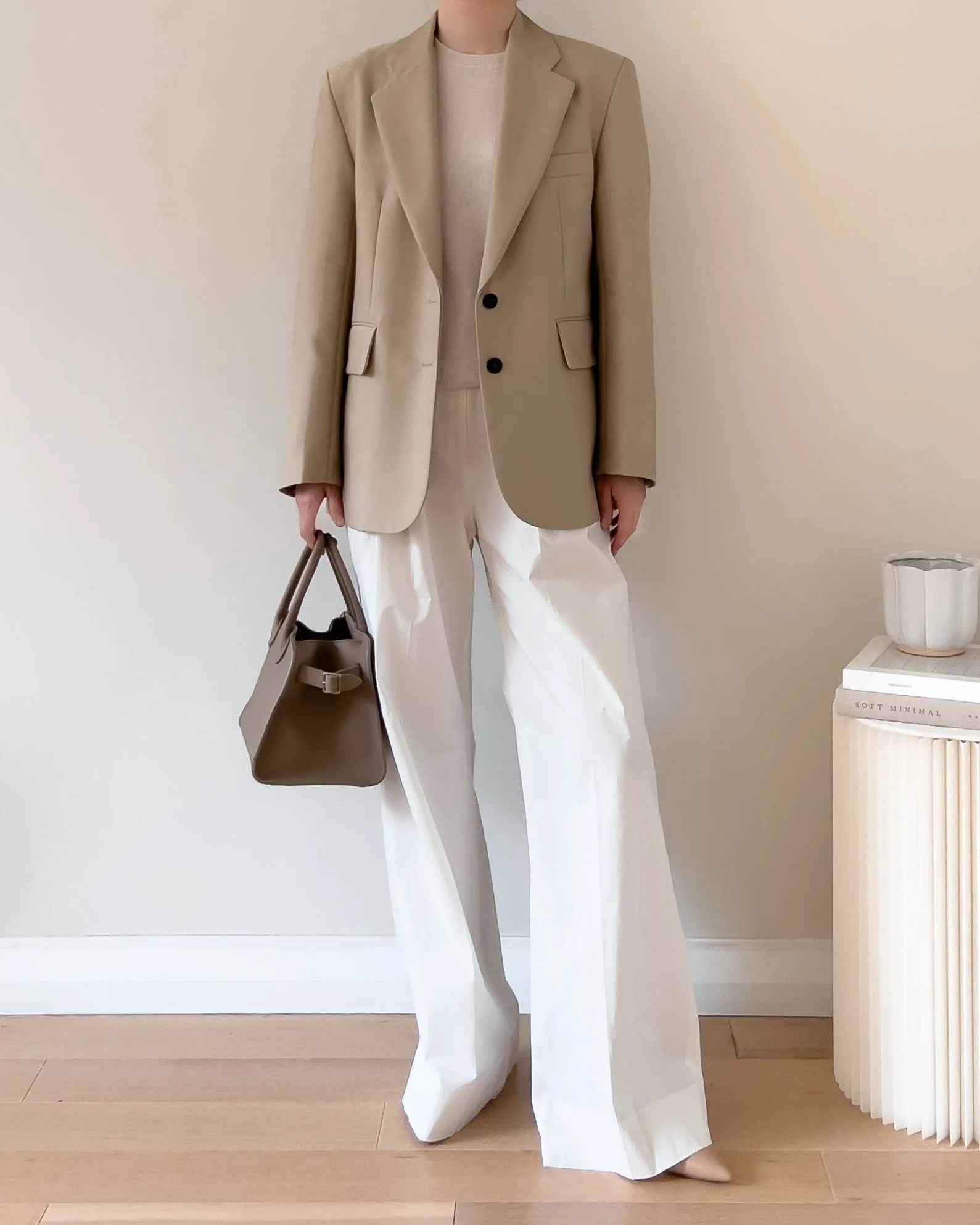 ELINOR WOOL SILK BLAZER BEIGE