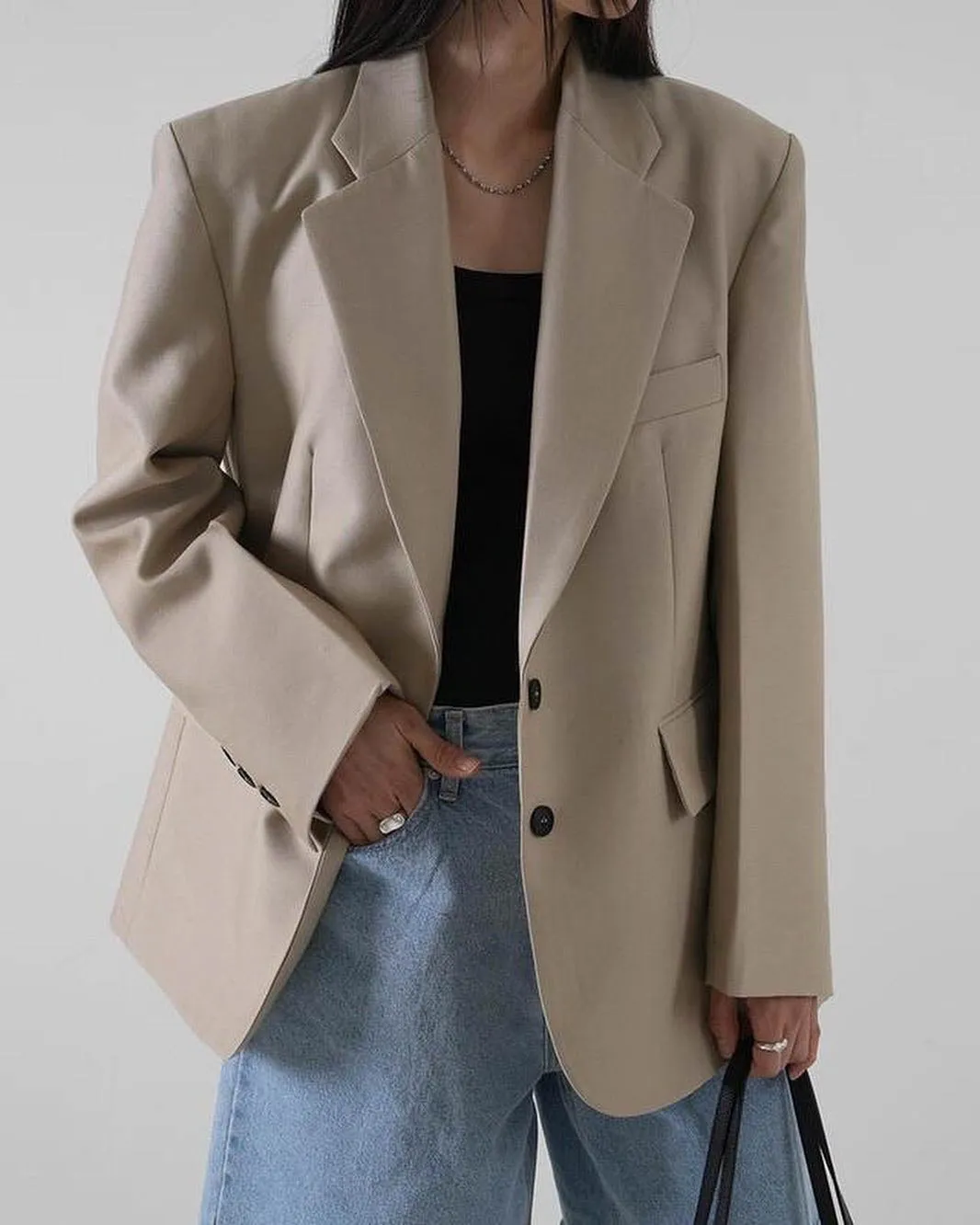 ELINOR WOOL SILK BLAZER BEIGE