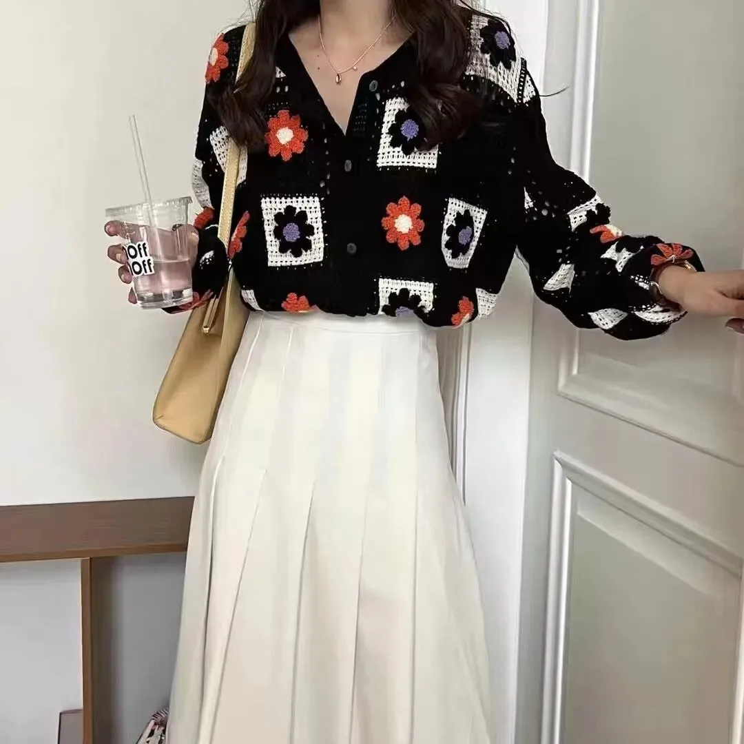 Embroidered Boho Knit Cardigan