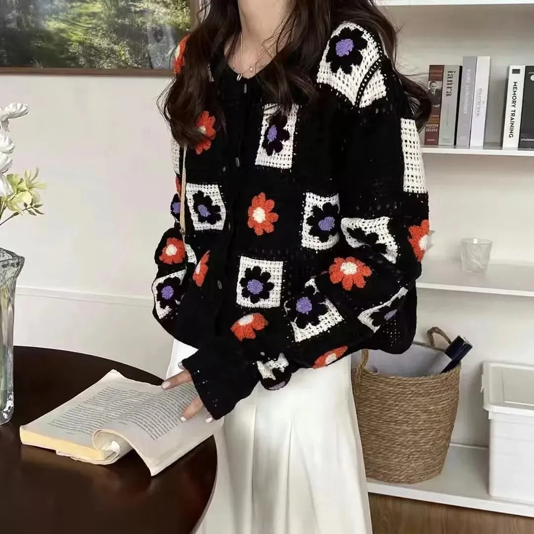Embroidered Boho Knit Cardigan