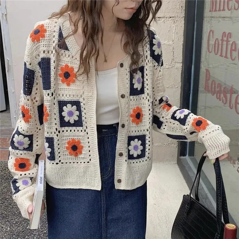 Embroidered Boho Knit Cardigan