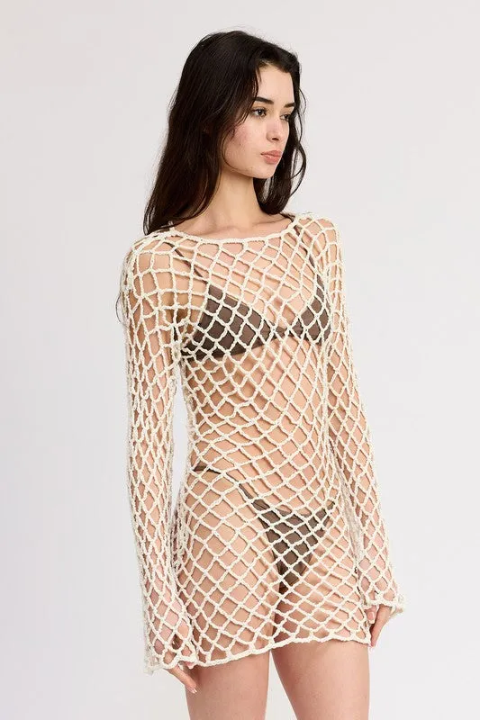 Emory Park BOLD CROCHET MINI DRESS WITH OPEN BACK