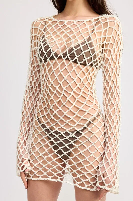 Emory Park BOLD CROCHET MINI DRESS WITH OPEN BACK