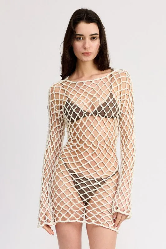Emory Park BOLD CROCHET MINI DRESS WITH OPEN BACK
