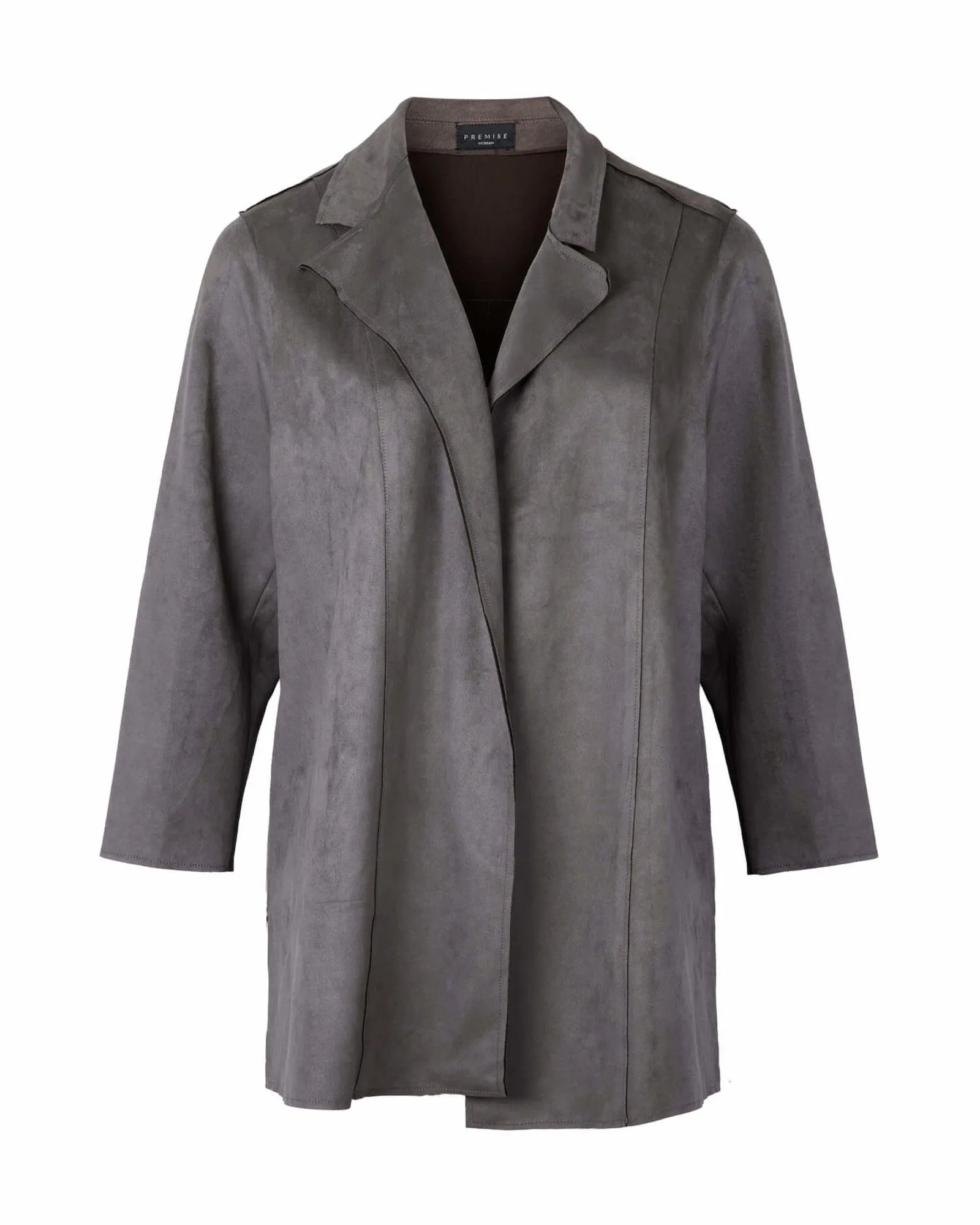 Esa Faux Suede Coat | Ash Smoke