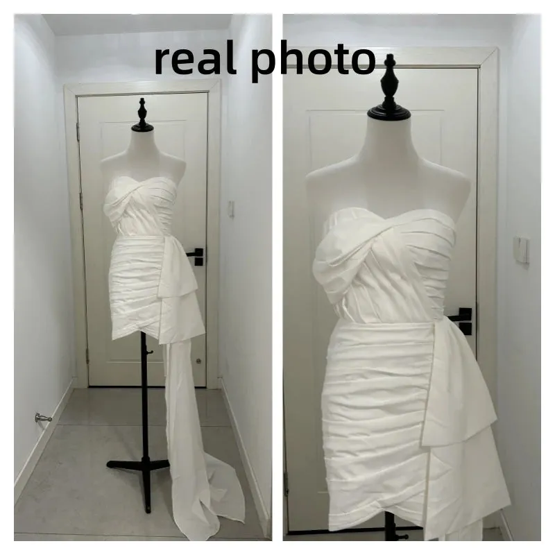Fashion Sheath Short Wedding Dresses For Women Boat Neck Backless