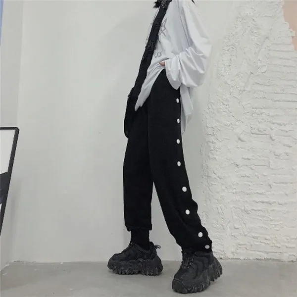 Fashion side buckle casual pants yc23469