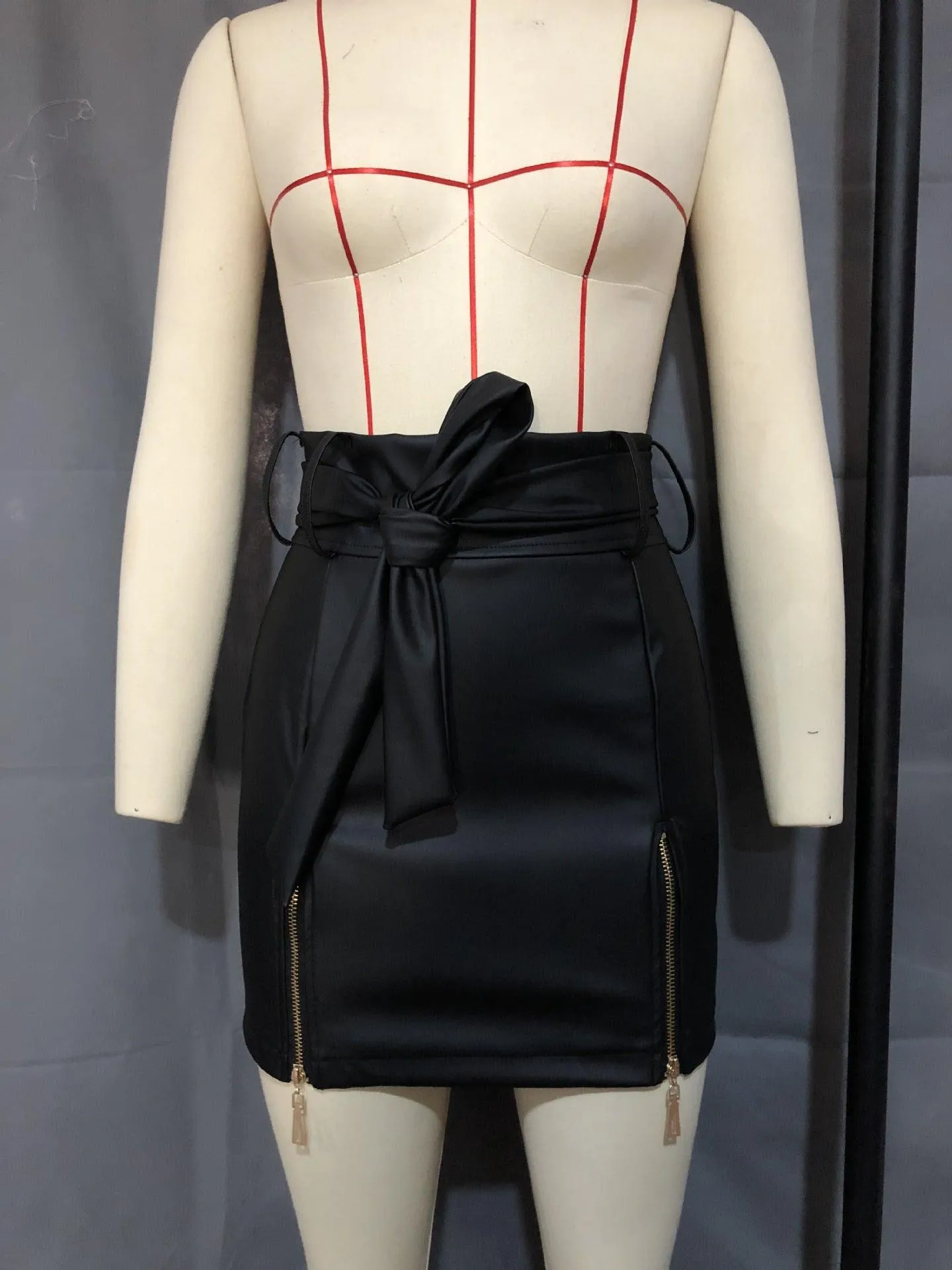 Faux Leather High Waist Skirt