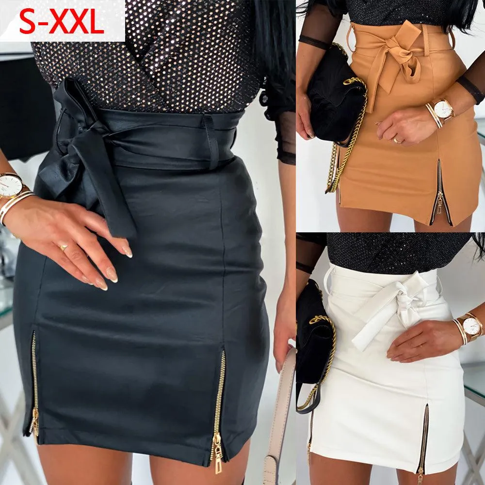 Faux Leather High Waist Skirt