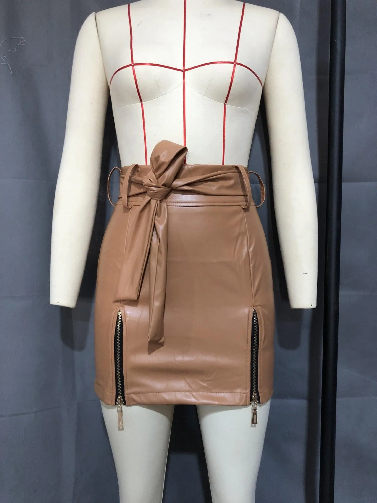 Faux Leather High Waist Skirt