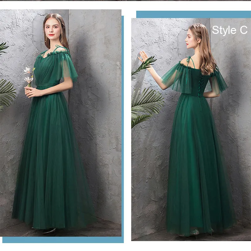 [Final Sale] Special Size (Bust 105 Waist 95 Hip 109) Ruffle Sleeves Green Emerald Bridesmaid Dress
