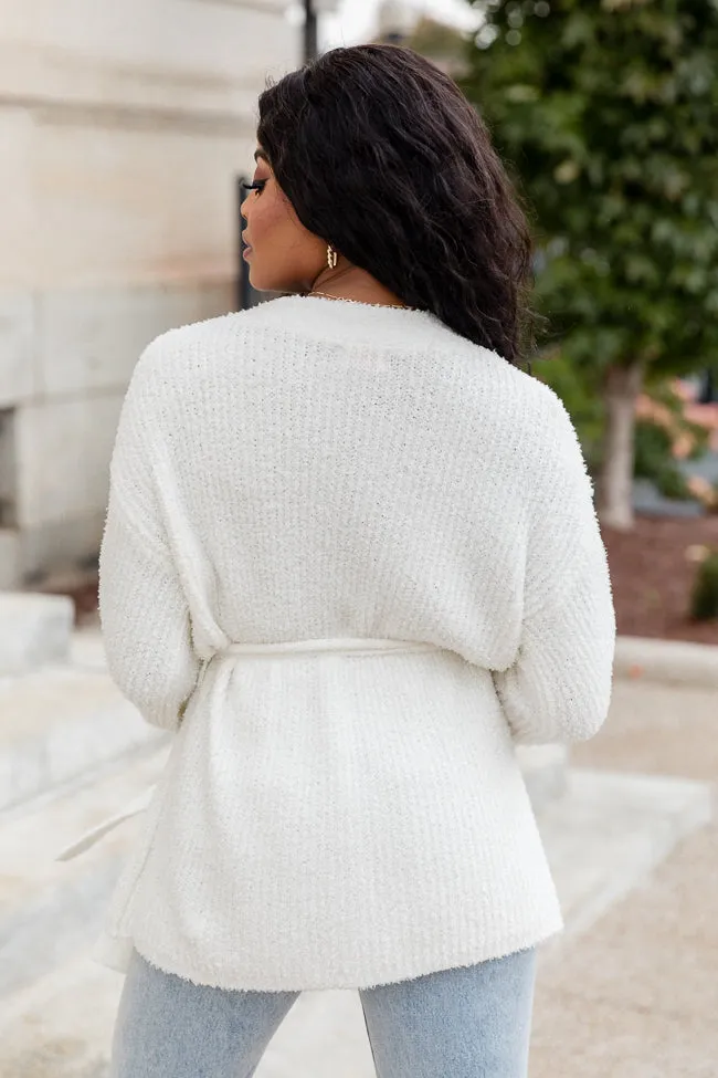 Find Your Purpose Cream Fuzzy Wrap Cardigan FINAL SALE