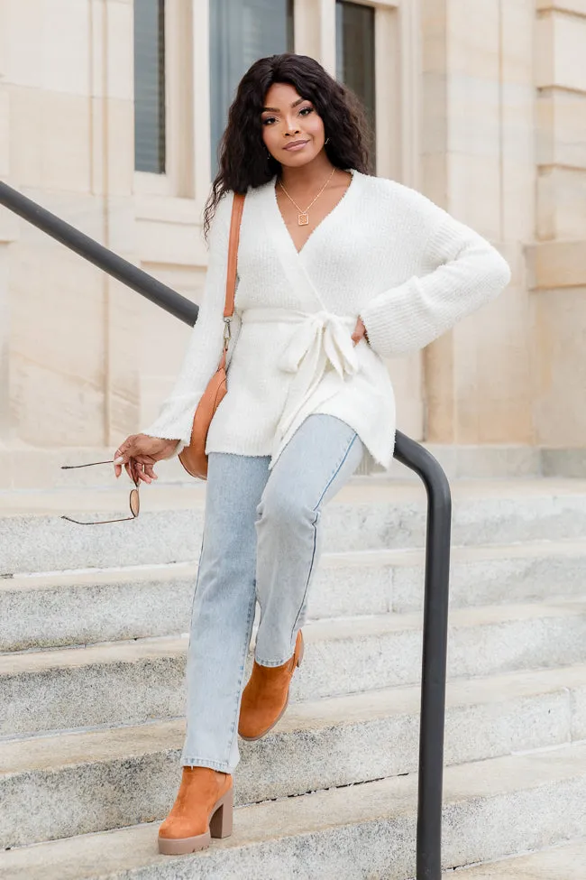 Find Your Purpose Cream Fuzzy Wrap Cardigan FINAL SALE